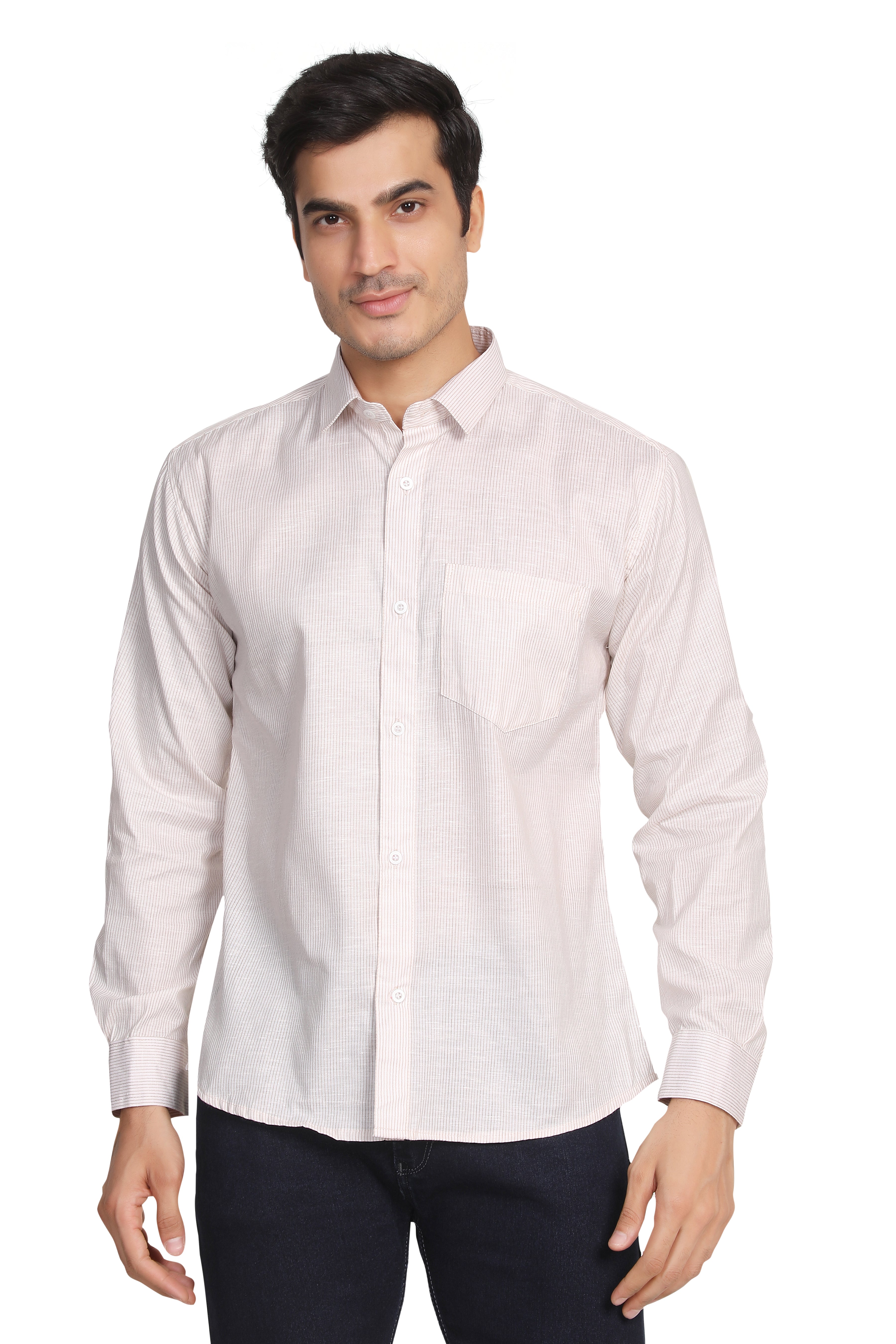 Kumar Shirts - Light Brown & White