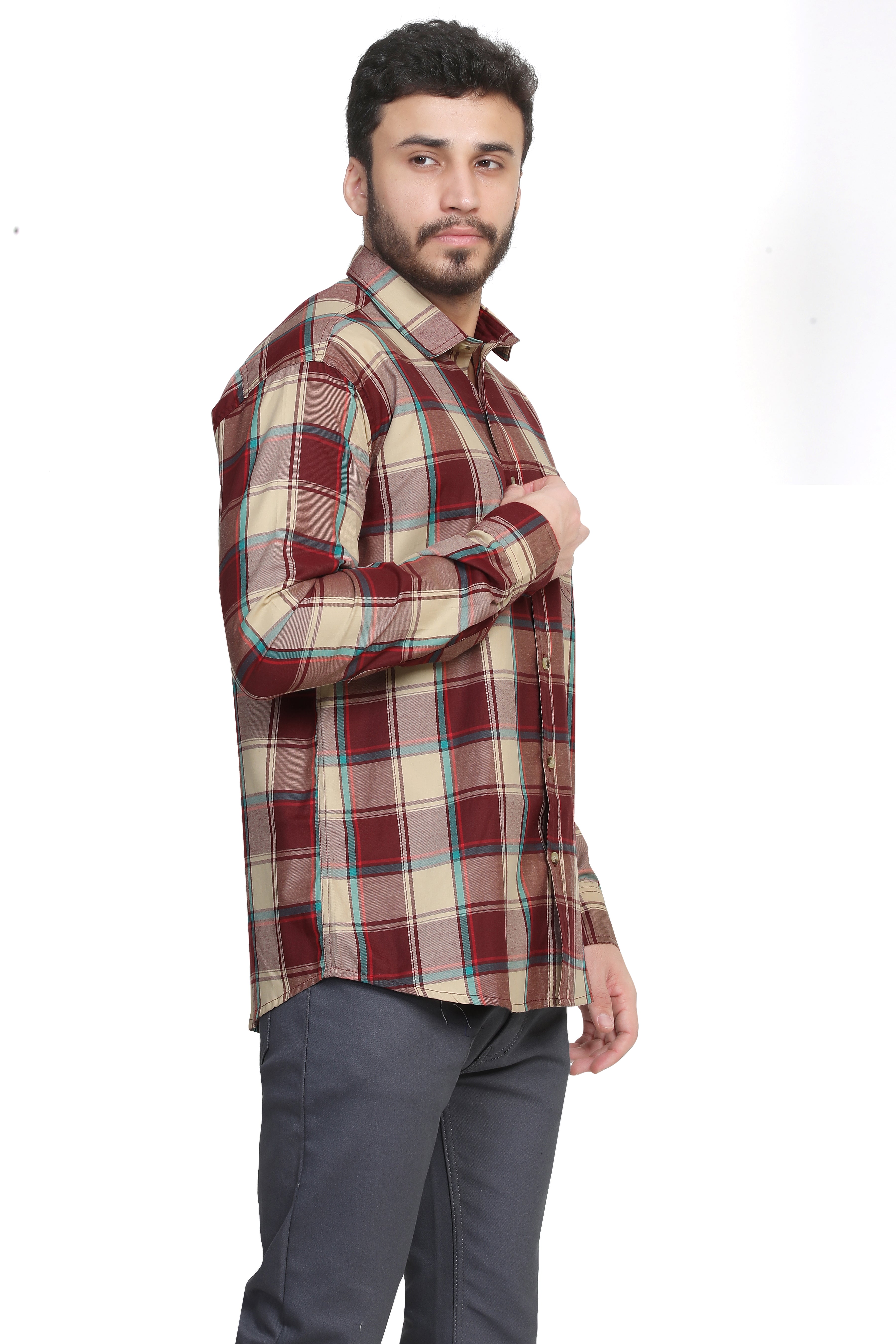 Kumar Shirt - Maroon & Green
