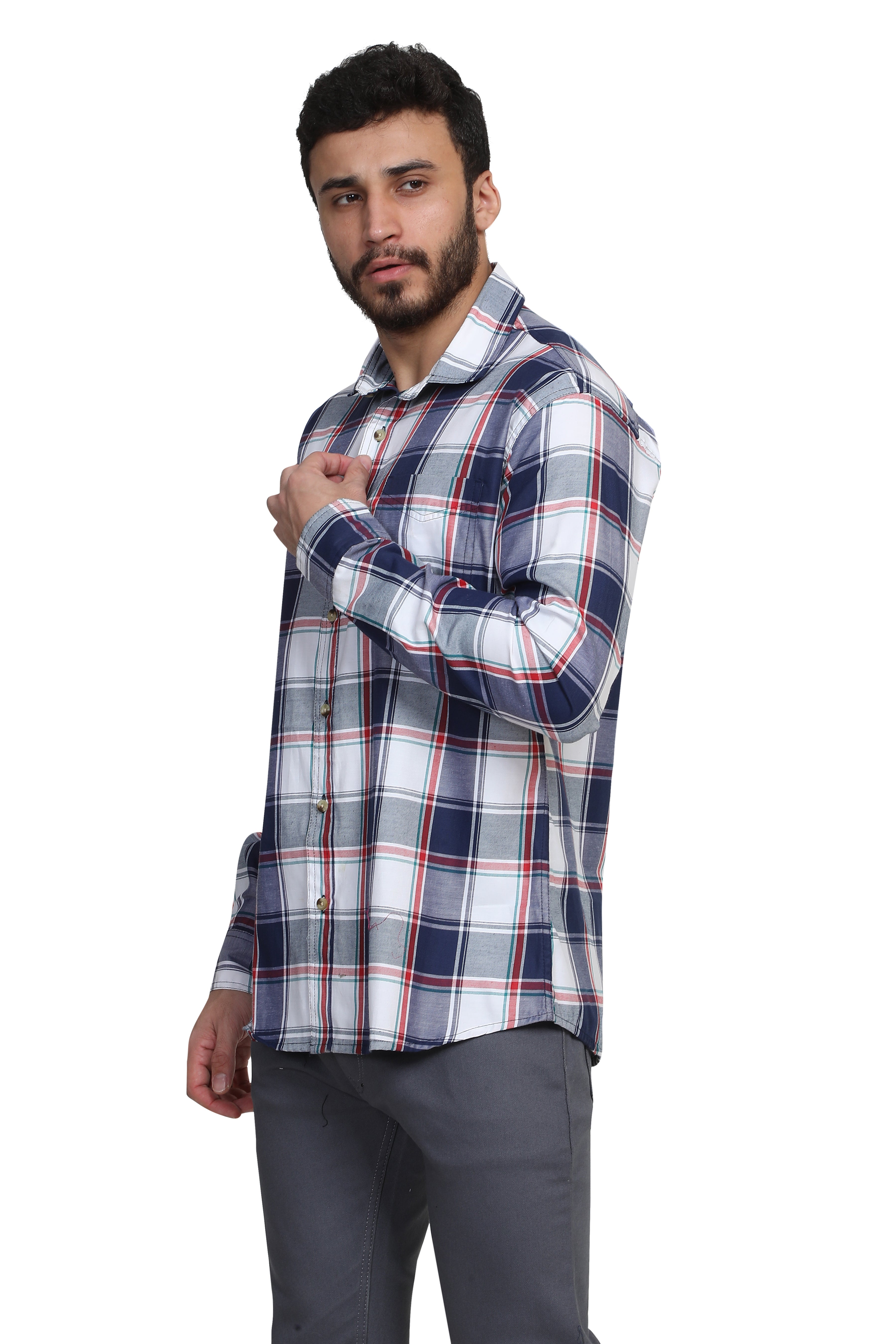 Kumar Shirt - Navy Blue & white