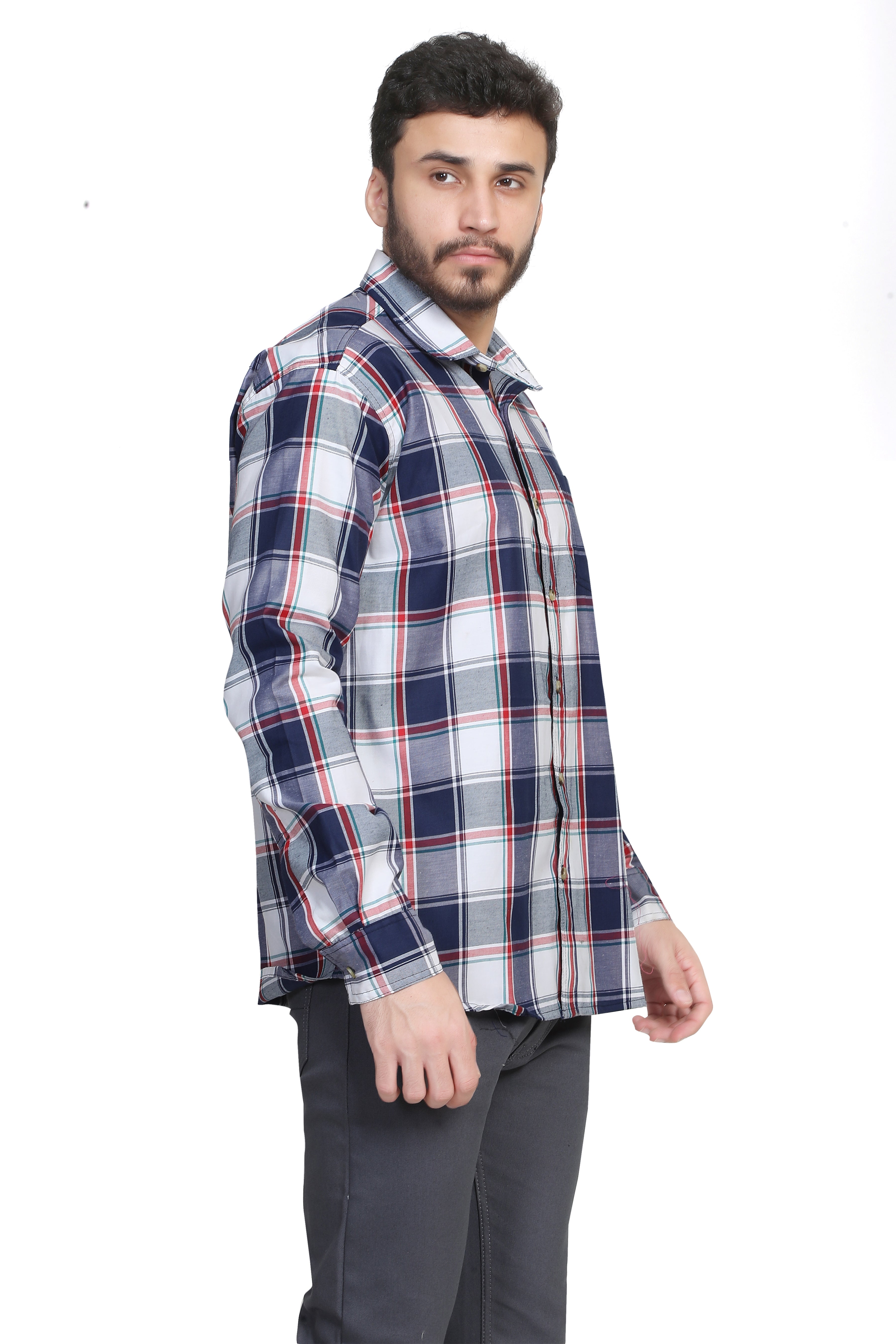 Kumar Shirt - Navy Blue & white