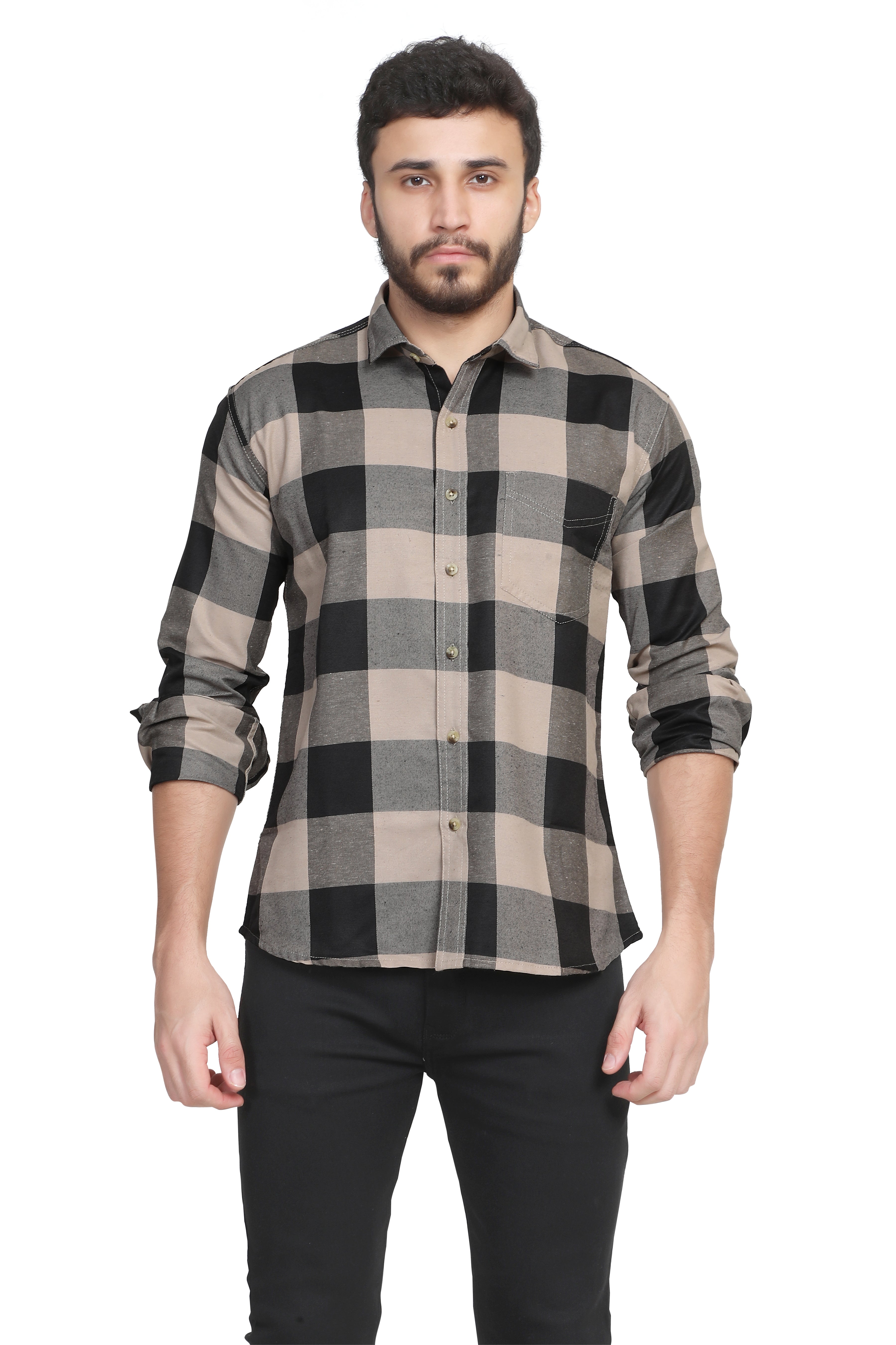 Kumar Shirts - Light Brown & Black