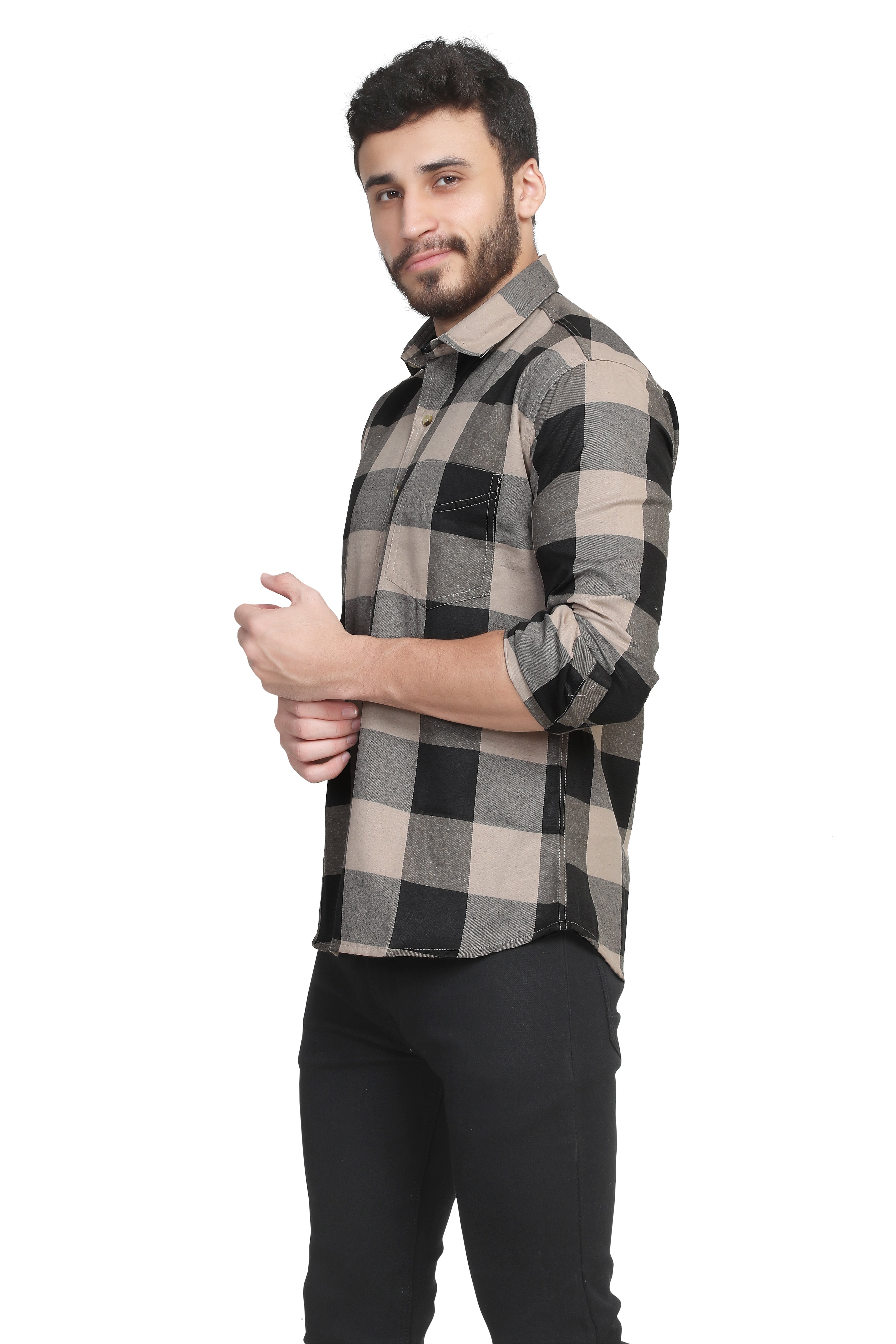 Kumar Shirts - Light Brown & Black