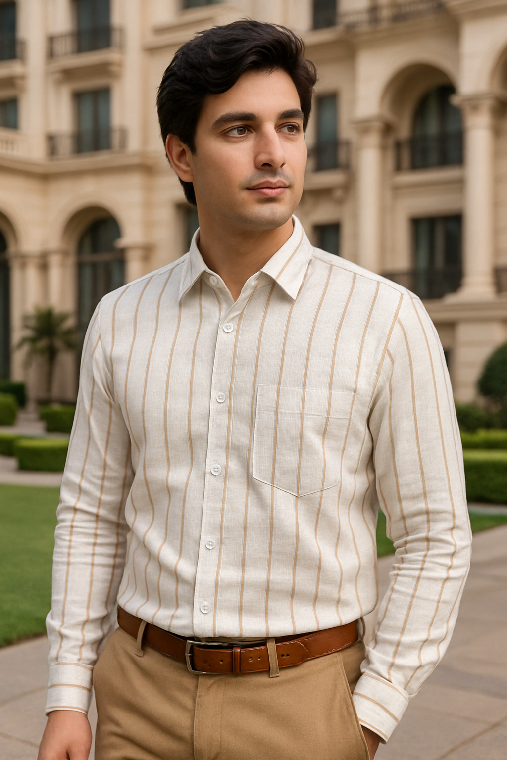 Kumar Shirt - White Broad Strips