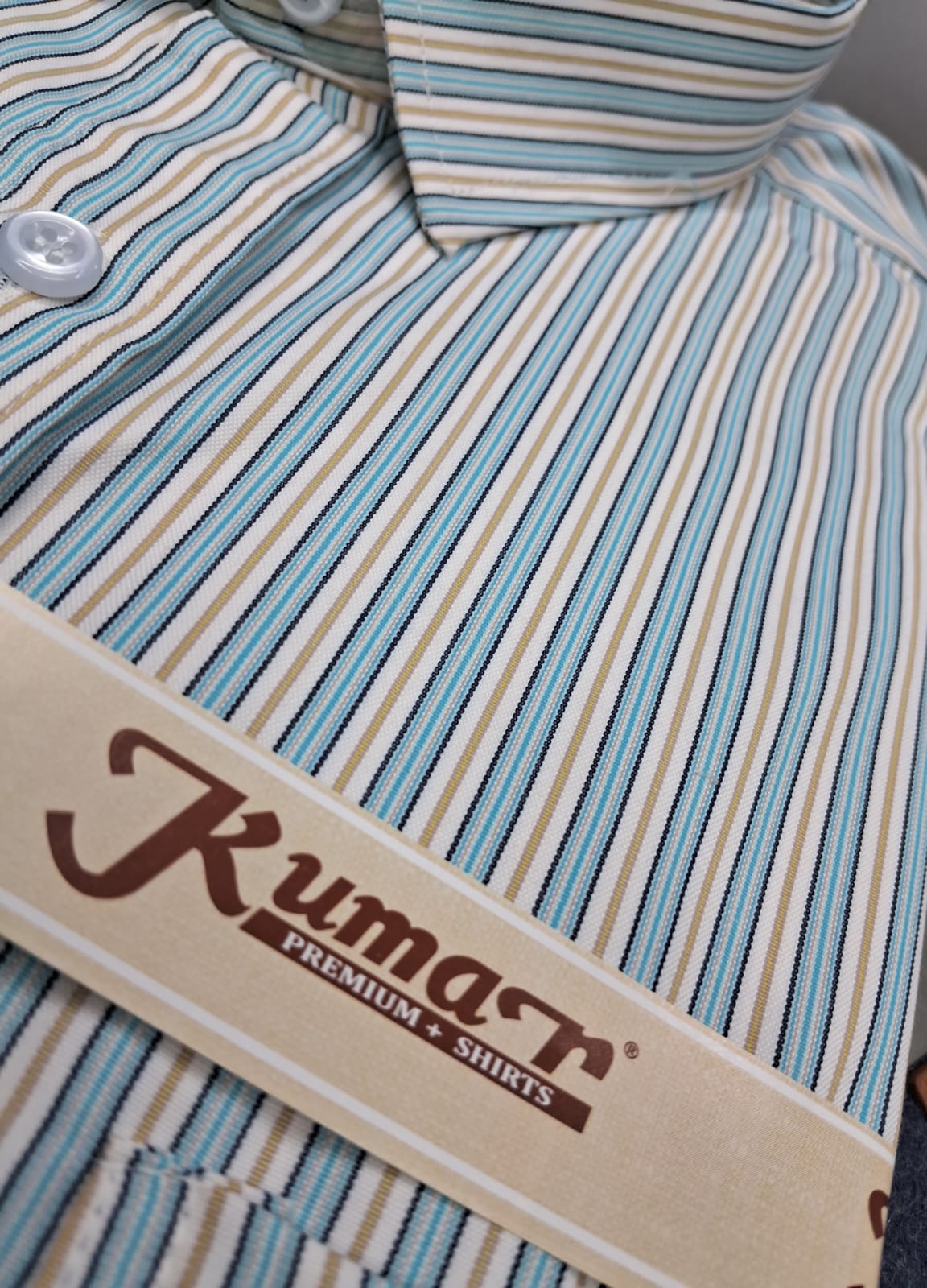 Men’s Striped Cotton Blend Formal Shirt – Regular Fit