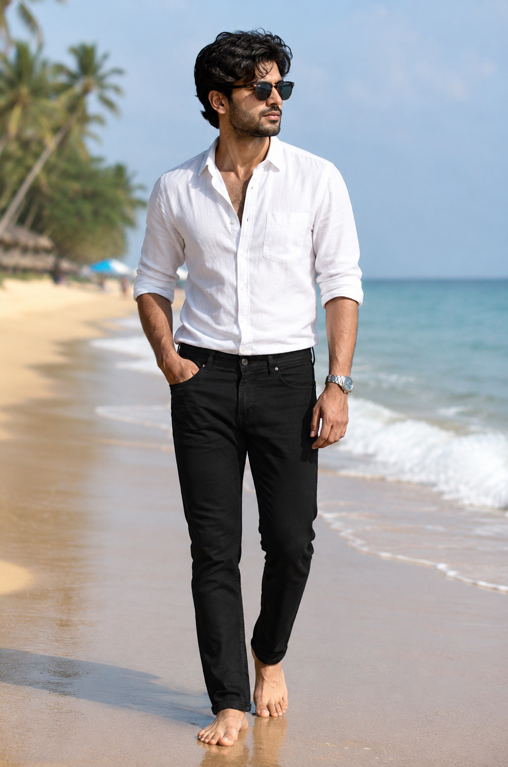 Men's Solid Black Denim Jeans with Premium Finish