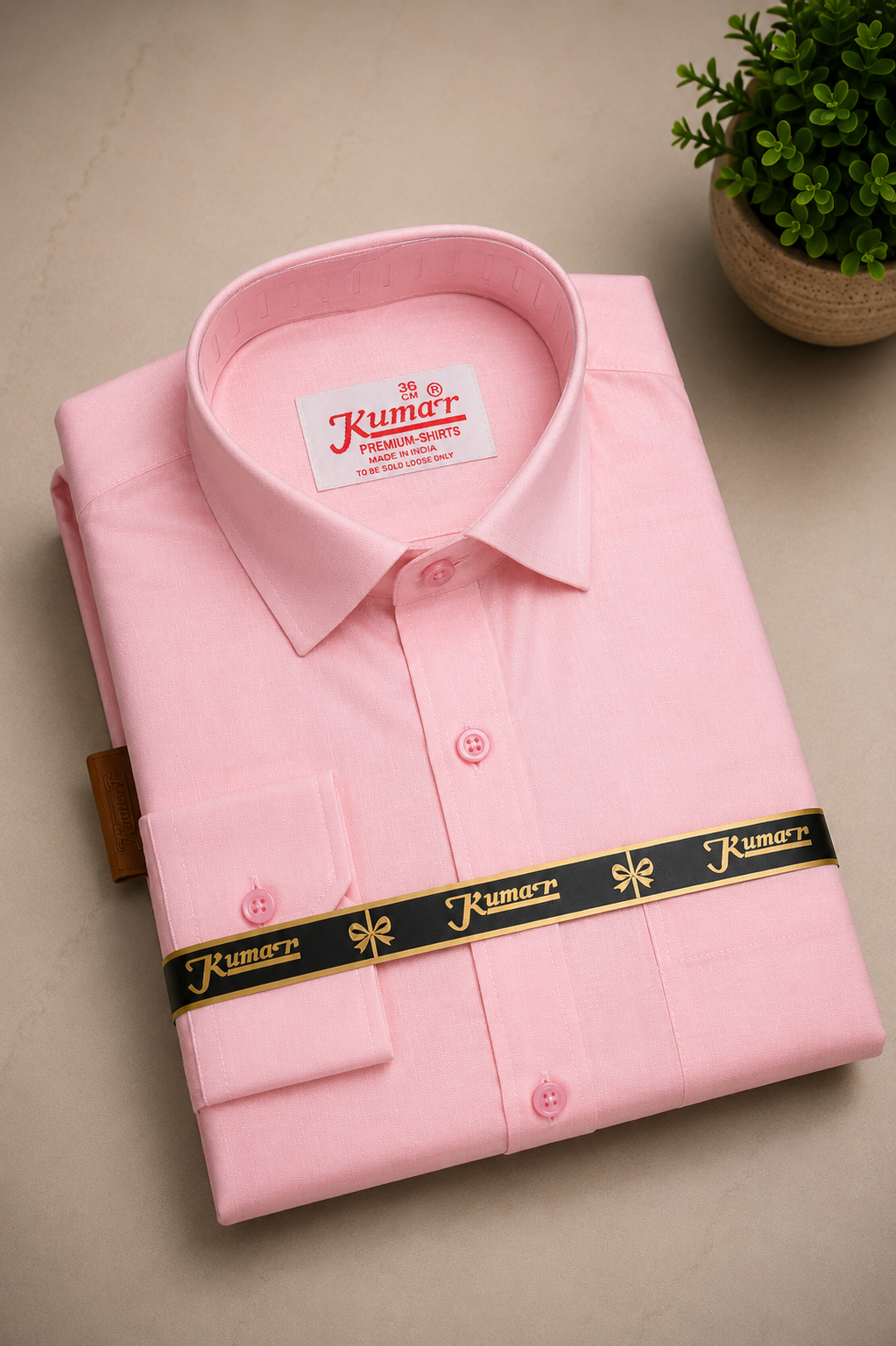 Men's Light Pink Solid Full Sleeve Cotton Shirt