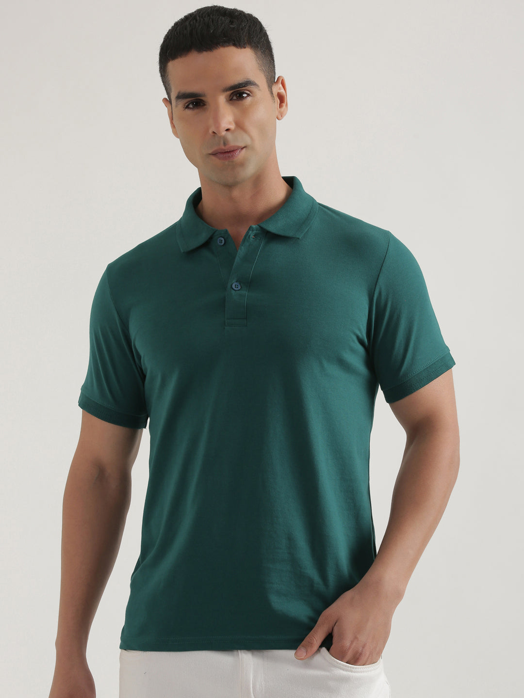 Social Men's Bottle Green Solid Polo T-Shirt – Premium Cotton Blend