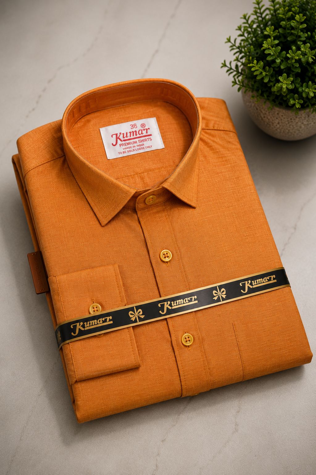 Men's Light Brown Solid Full Sleeve Cotton Shirt