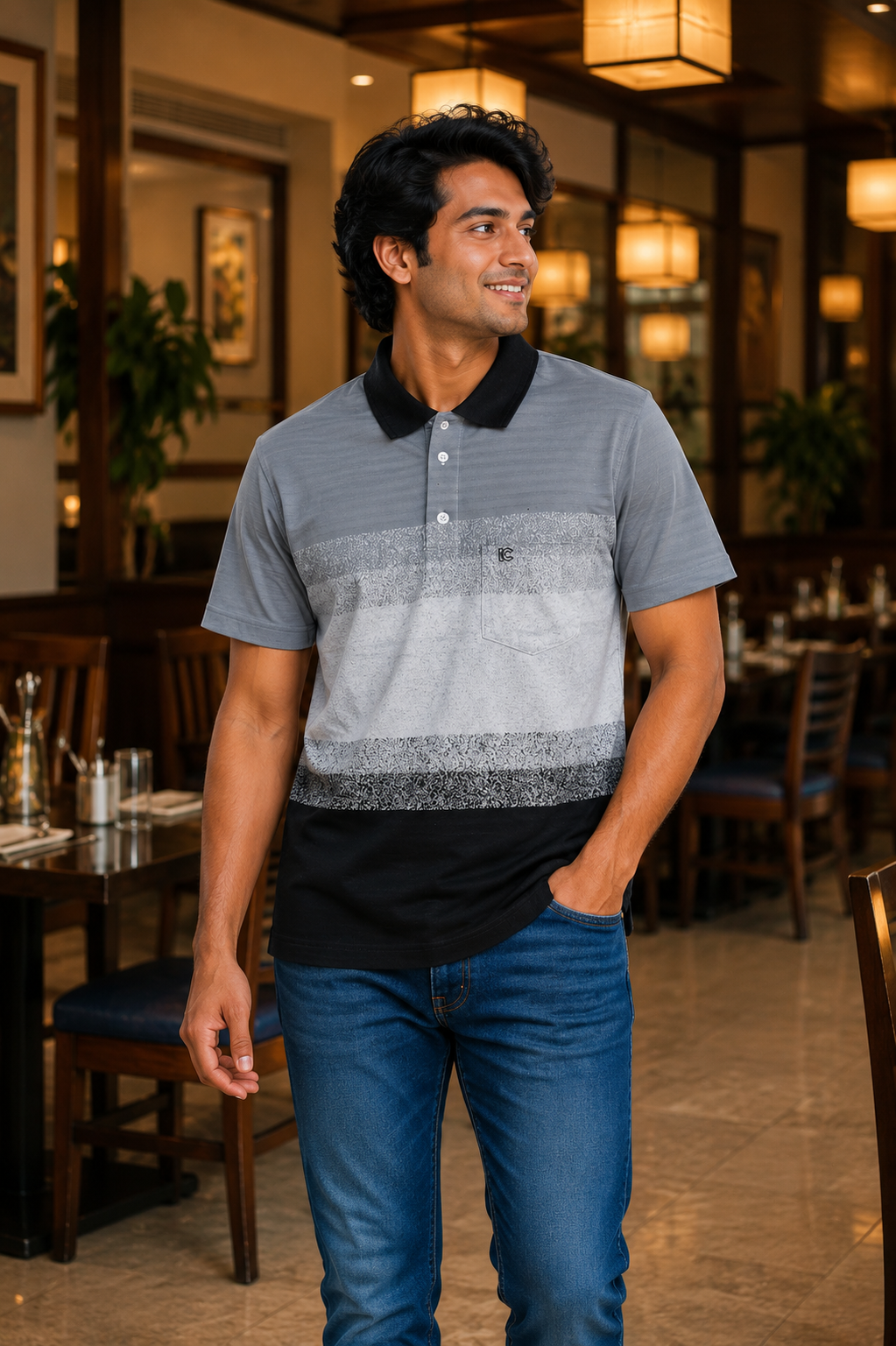 Men’s Black & Ash Polo T-Shirt – Half Sleeve Cotton Casual Wear
