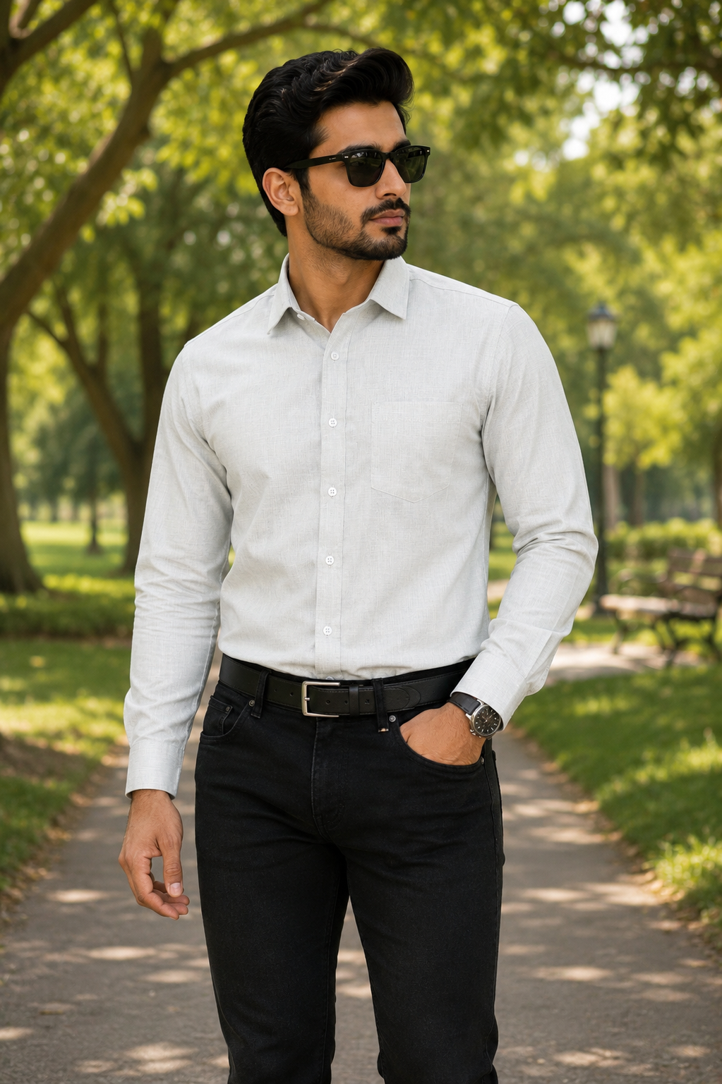 Men’s Elegant Grey Full Sleeve Shirt