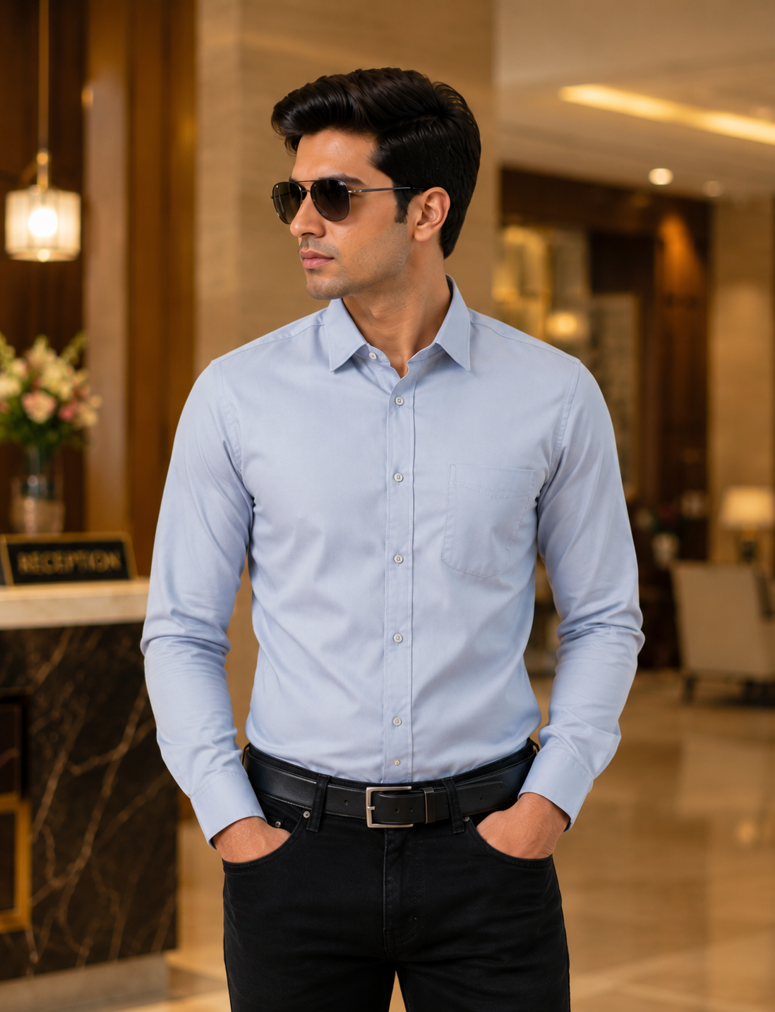 Premium Satin Finish Full Sleeve Ash Shirt for Men