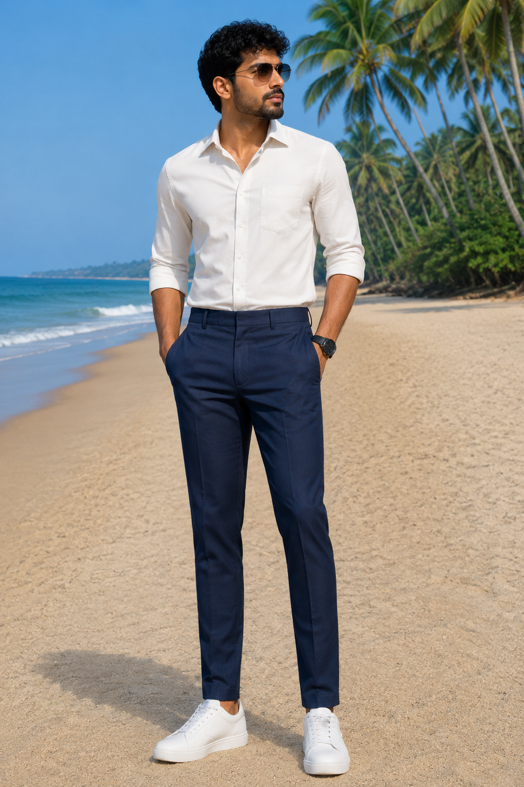 Premium Navy Blue Men's Extra Slim Fit Formal Trousers