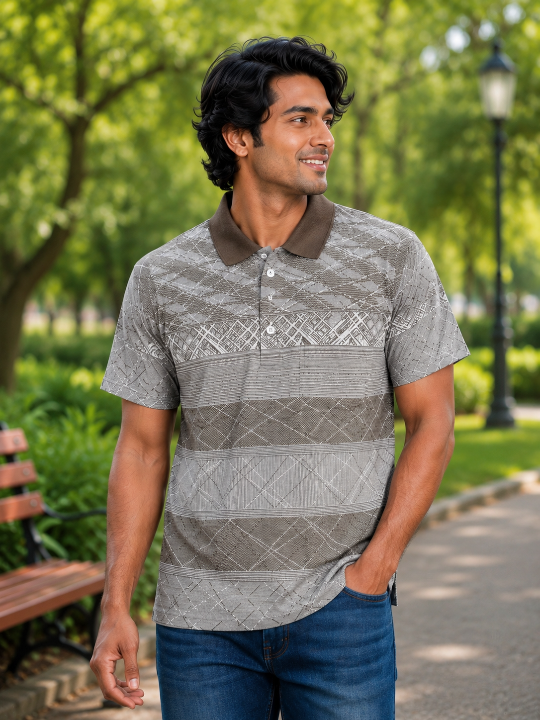 Men’s Green Polo T-Shirt – Half Sleeve Cotton Casual Wear