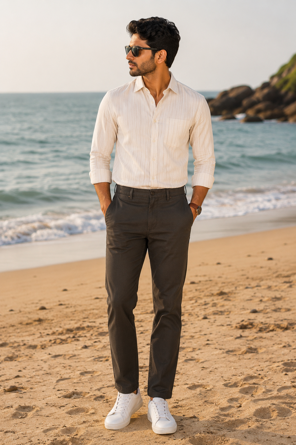 Men's Casual Green Cotton Jeans – Soft Fabric