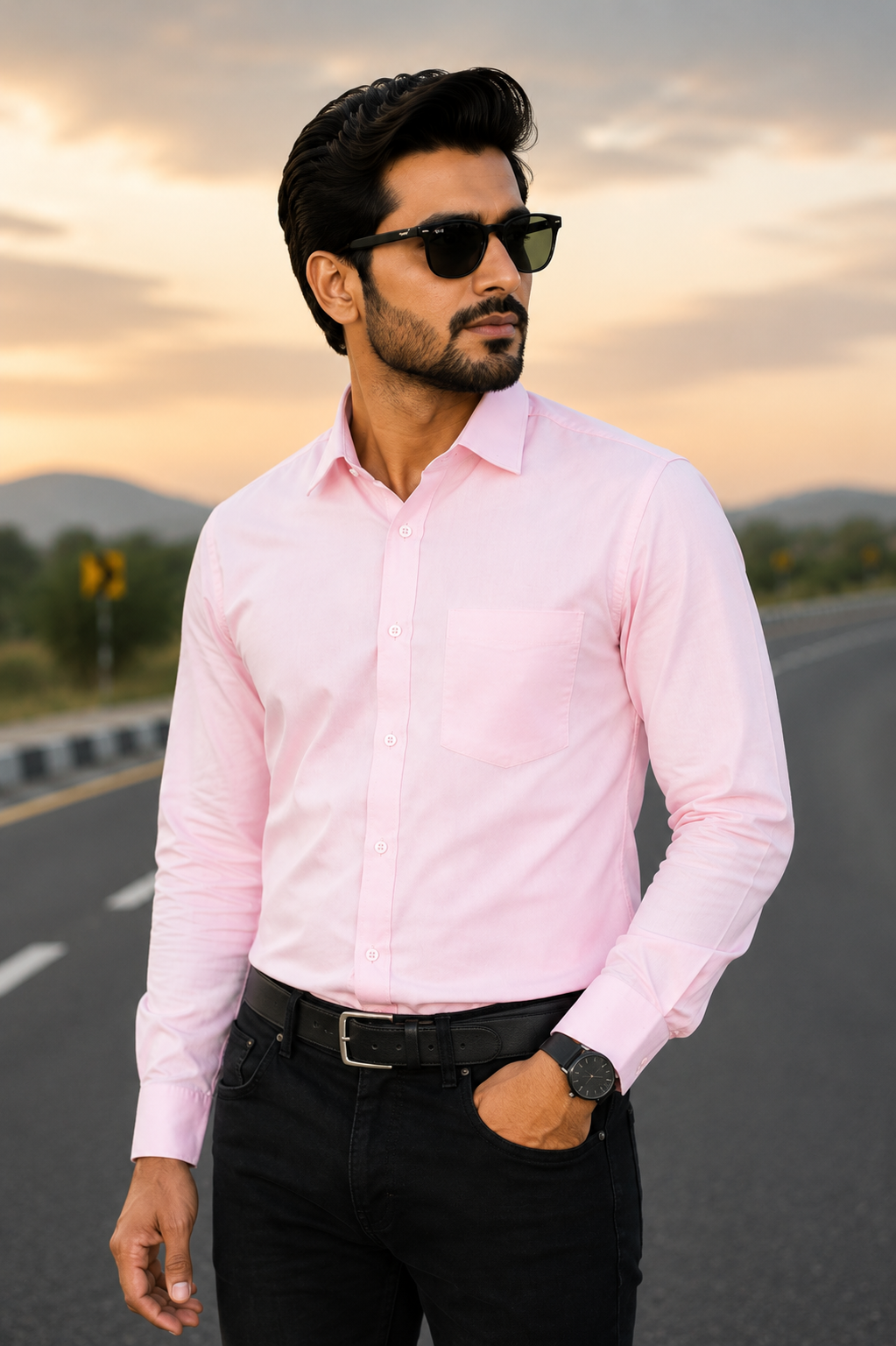 Men’s Elegant Pink Full Sleeve Shirt