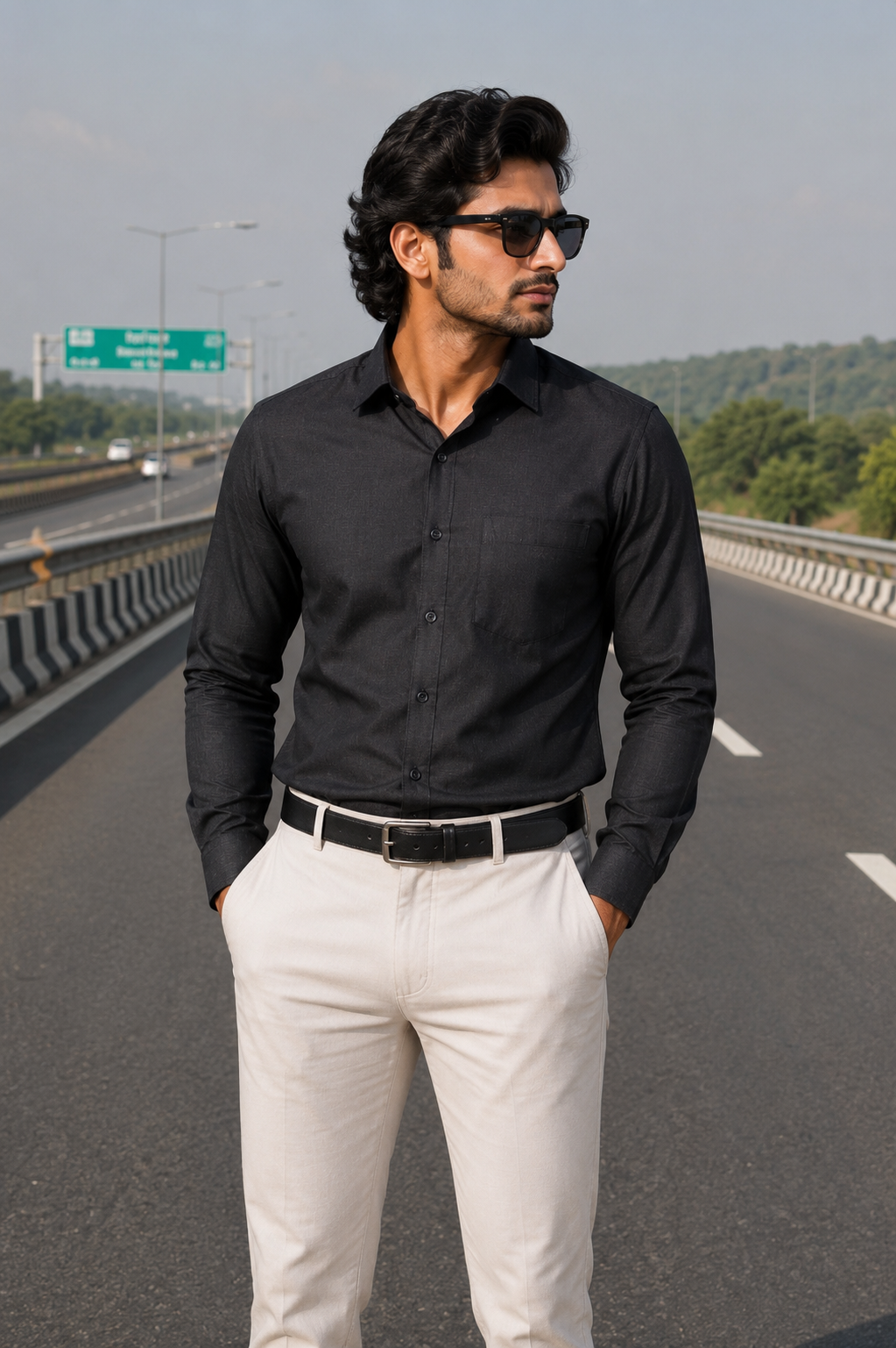 Men's Black Solid Full Sleeve Cotton Shirt