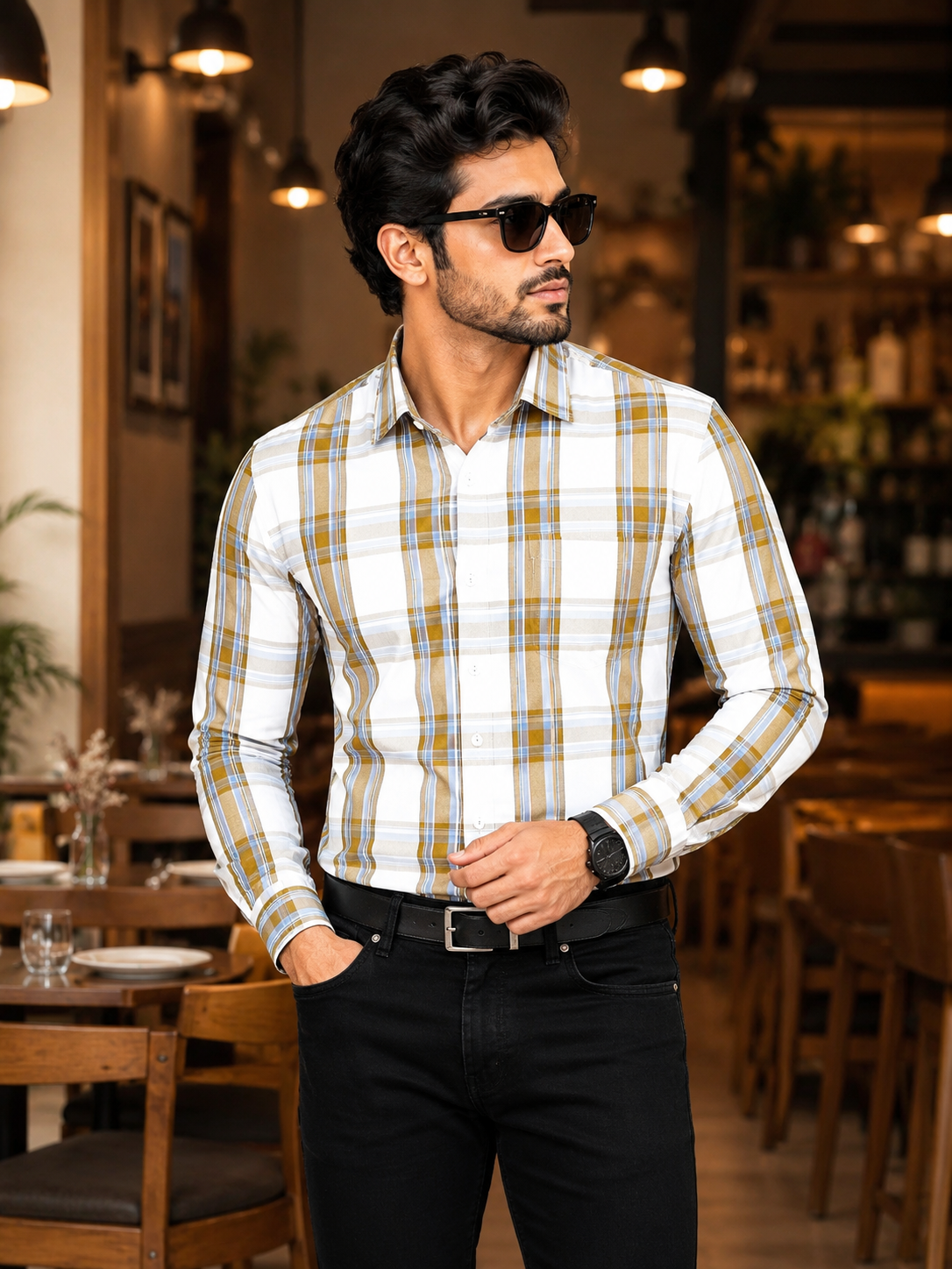 Men’s Checked Light Brown Full Sleeve Casual Shirt