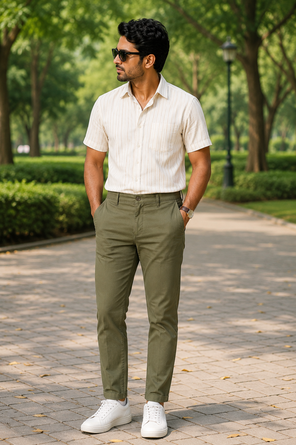 Men's Casual Parrot Green Cotton Jeans – Soft Fabric
