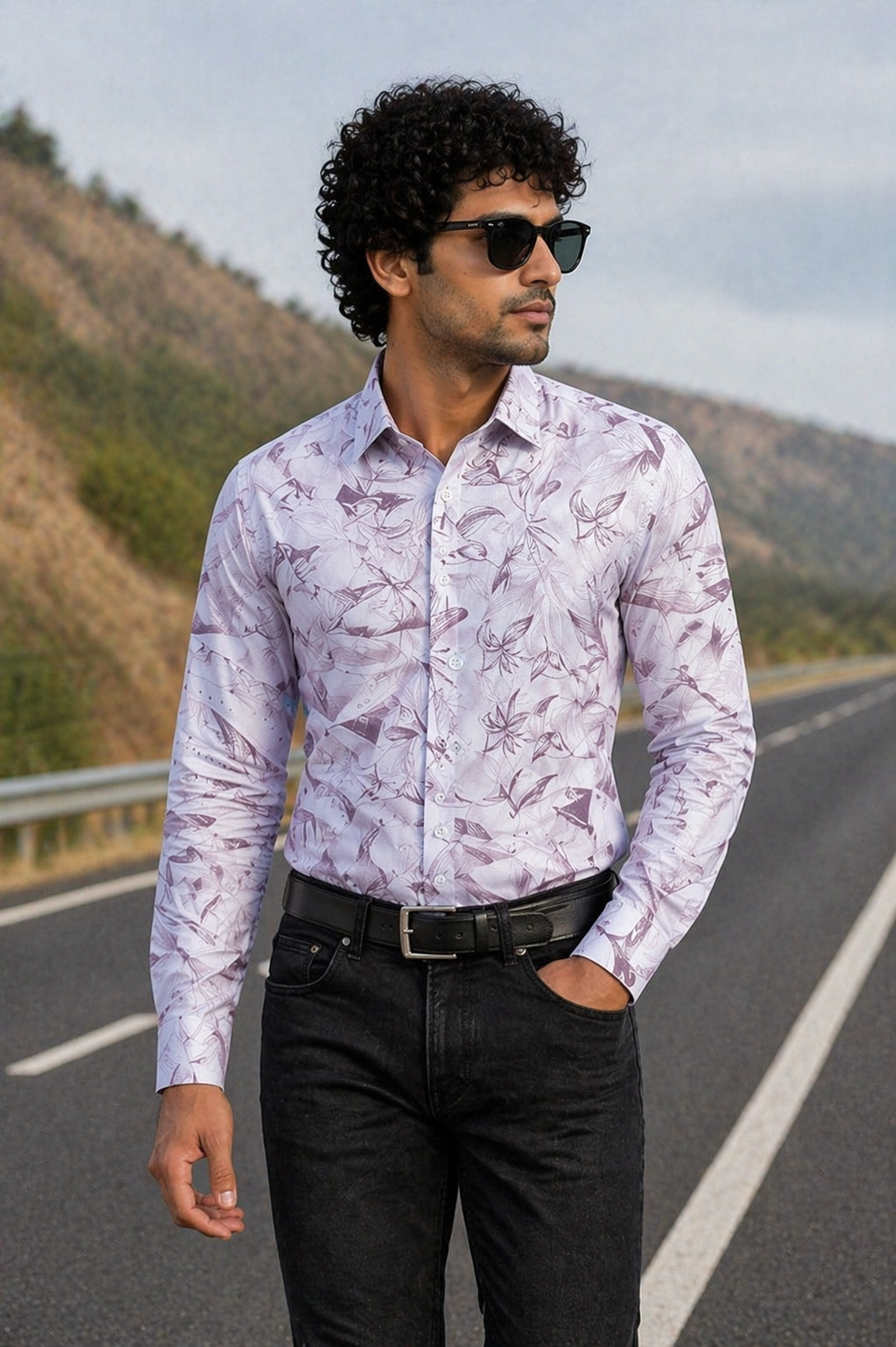 Men’s Premium Cream & Coffee Full Sleeve Printed Shirt
