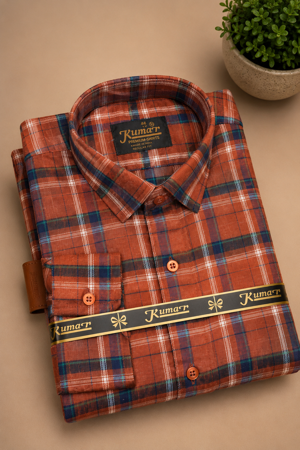 Men's Brown Checked Cotton Casual Shirt