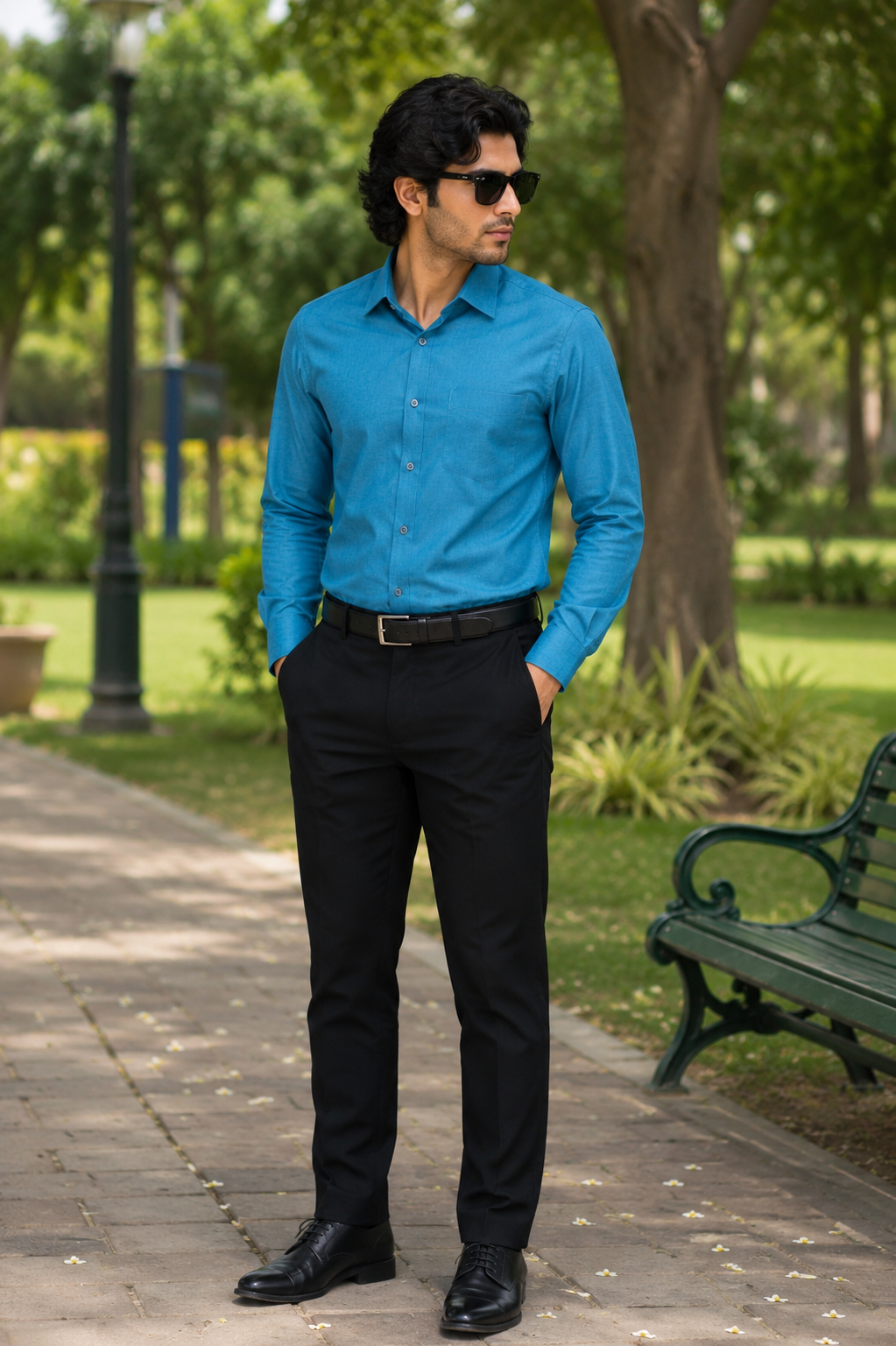 Men's Green Solid Full Sleeve Cotton Shirt