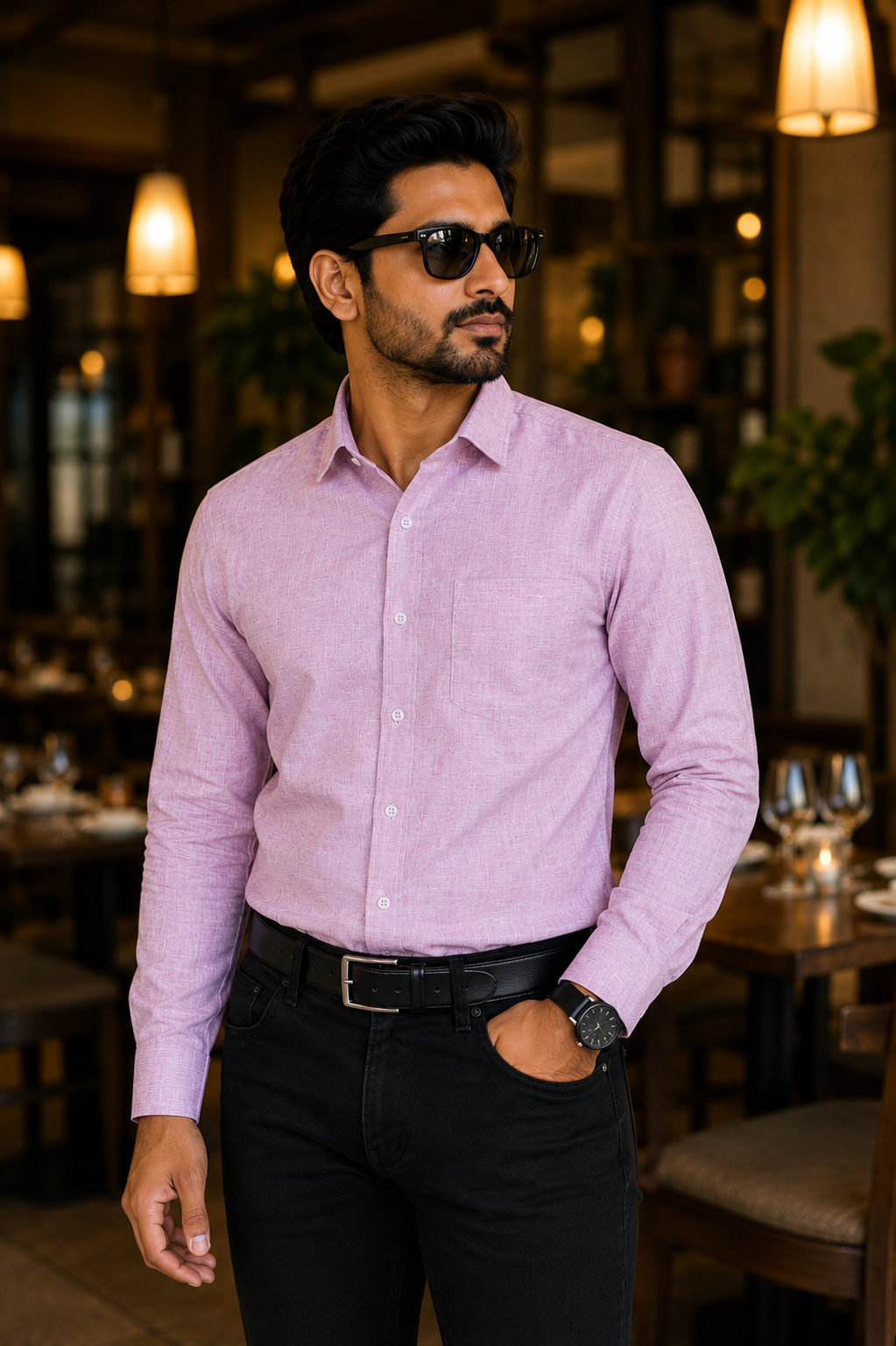 Men’s Elegant Light Red Full Sleeve Shirt