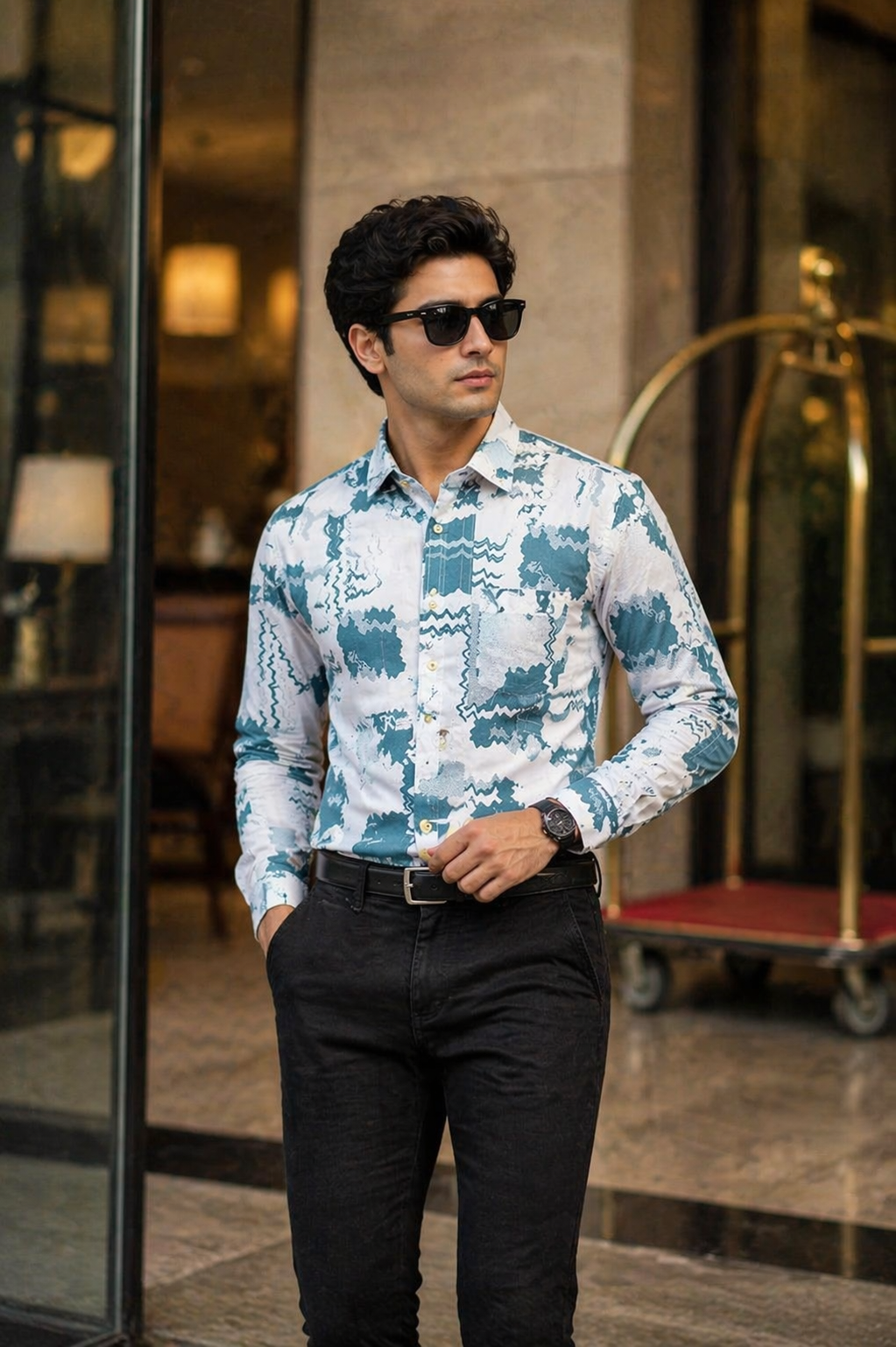 Men’s Premium Blue Full Sleeve Printed Shirt