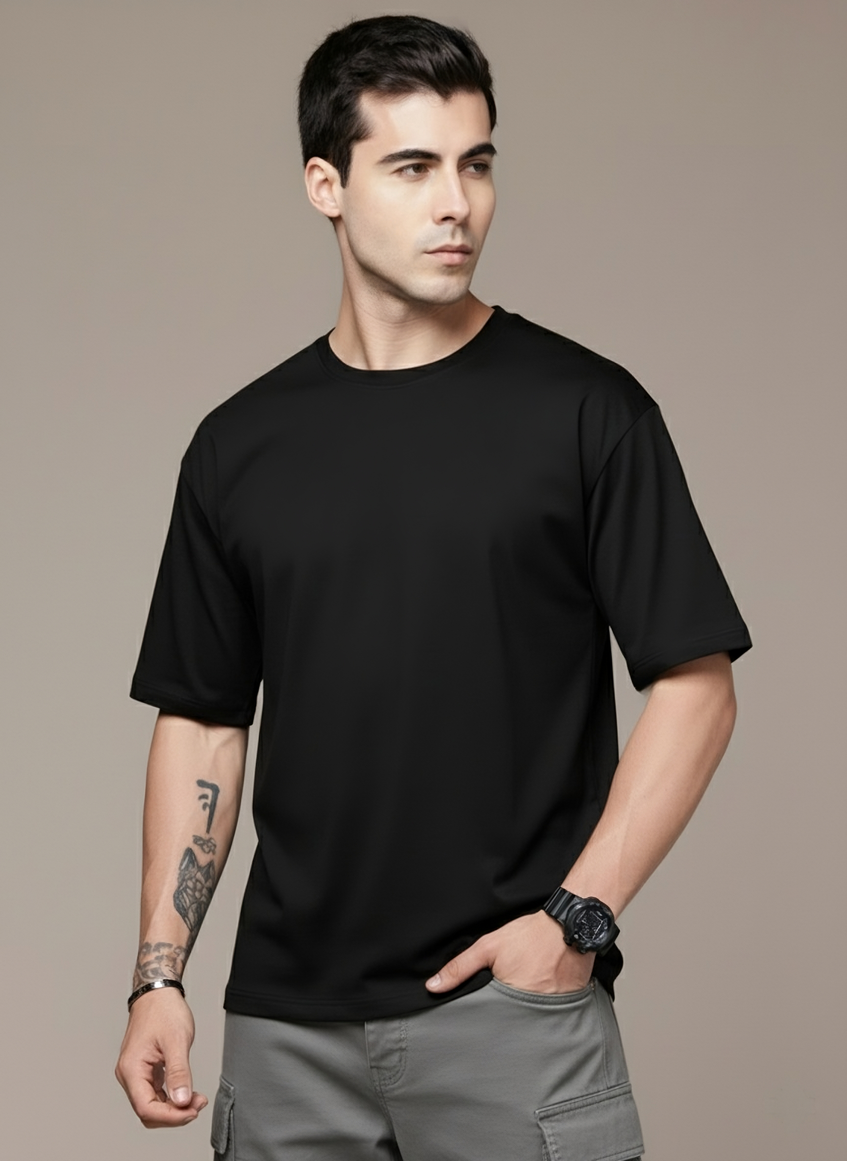 Men’s Black Drop Shoulder T-Shirt