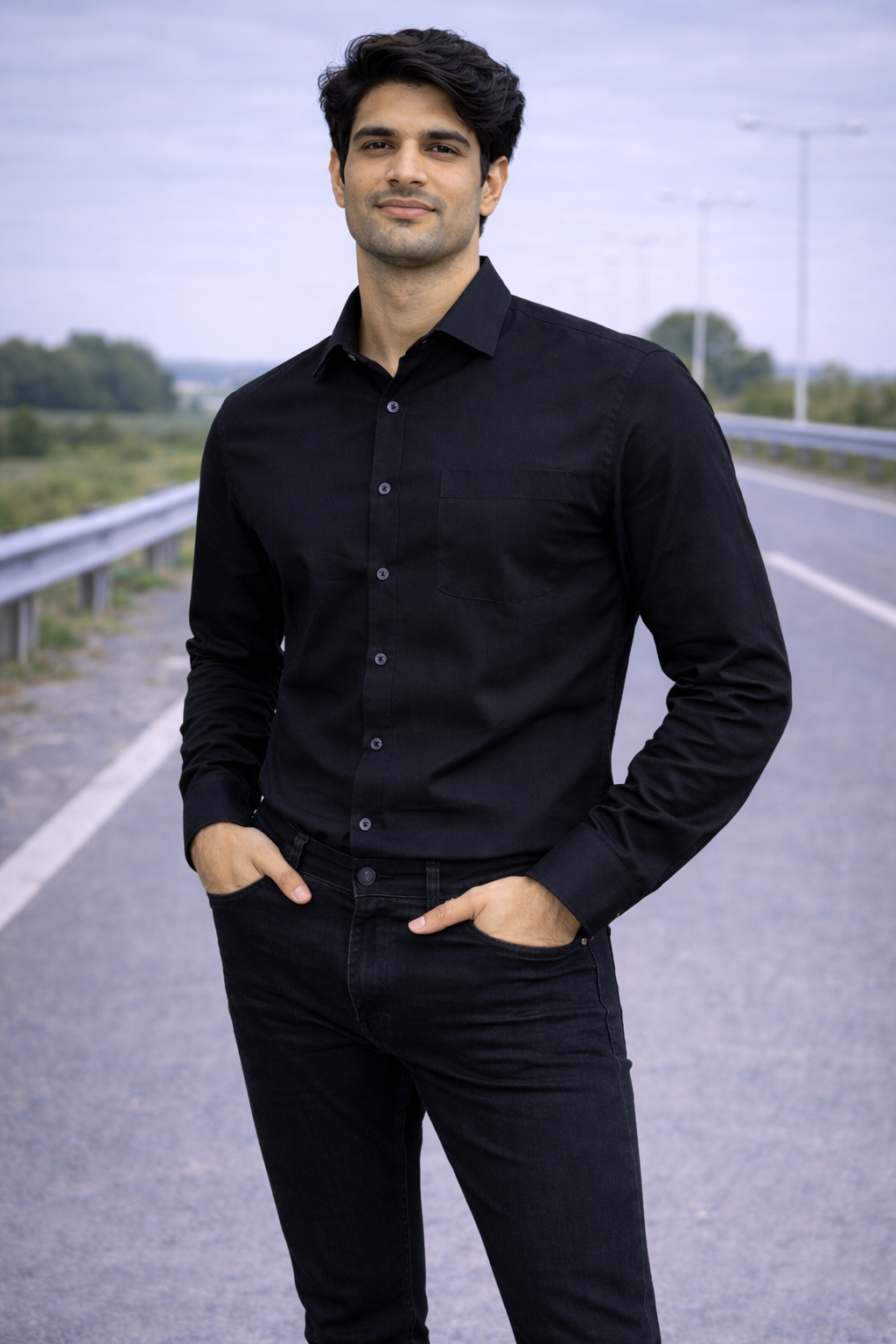 Men Black Full Sleeve Shirt