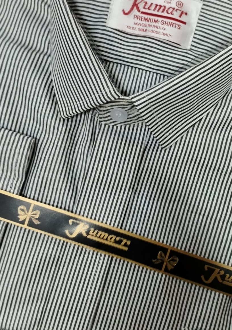 Men’s Black & White Striped Full Sleeve Cotton Shirt