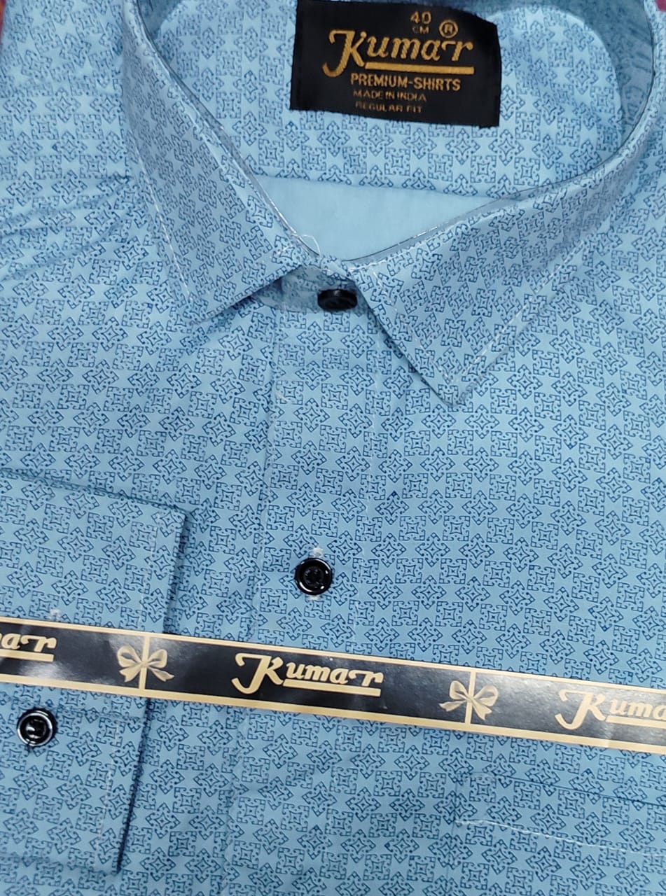 Men Blue Printed Full Sleeve Shirt