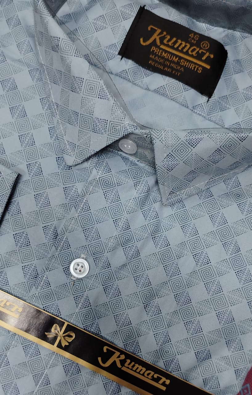 Men Light Blue Printed Full Sleeve Shirt