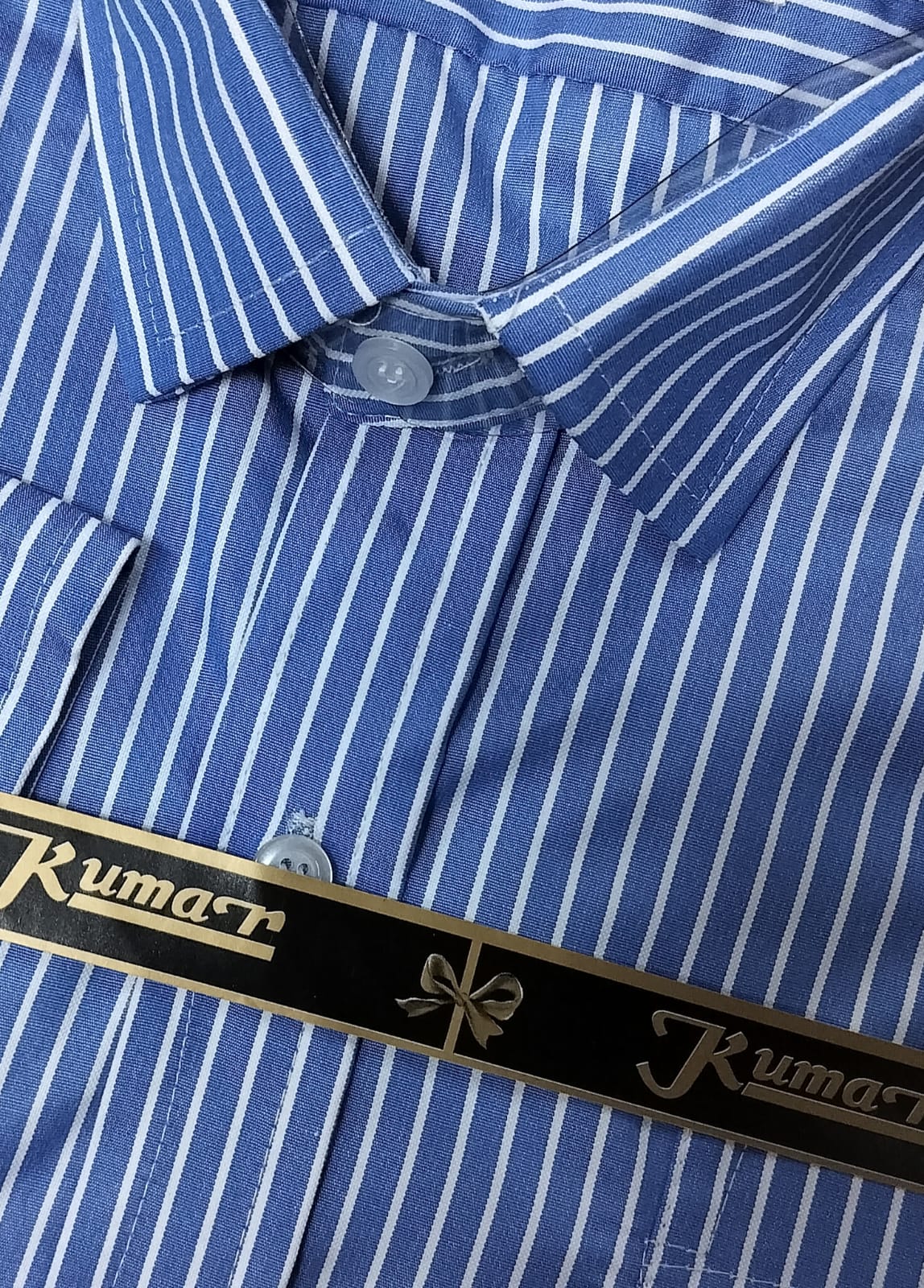 Men’s Blue & White Striped Full Sleeve Cotton Shirt