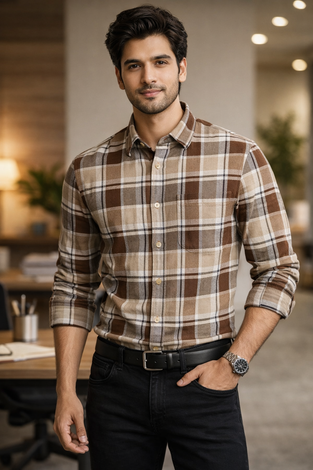 Men’s Premium Cotton Casual Check Shirt