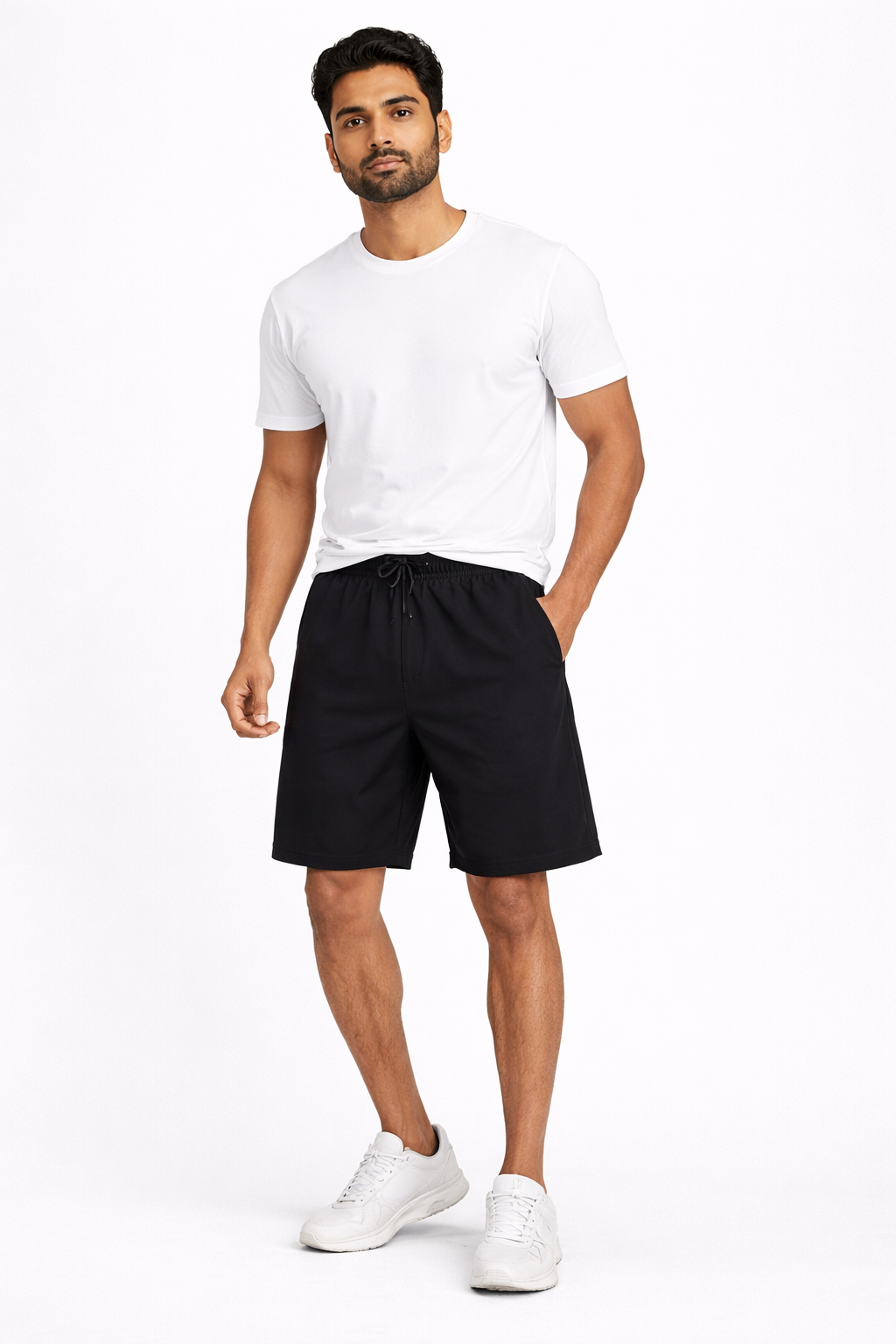 Men’s Solid Black Sports Shorts | Lightweight Activewear Gym & Casual Shorts with Drawstring Waist