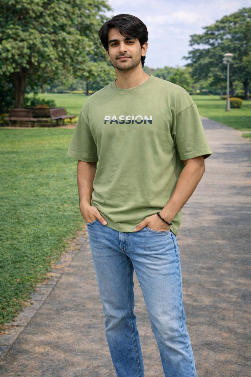 Men’s Light Green Drop Shoulder Oversized T-Shirt