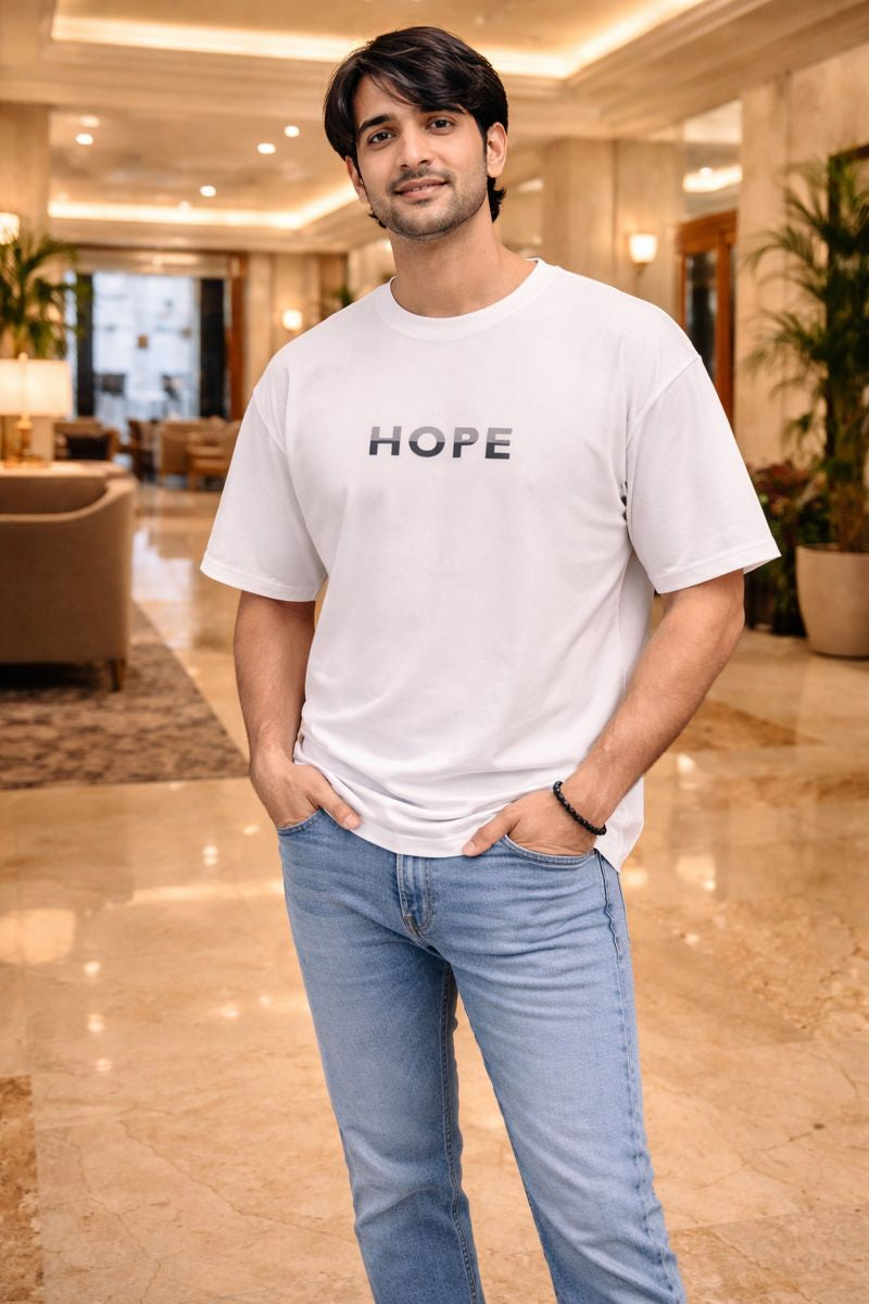 Men’s White Drop Shoulder Oversized T-Shirt