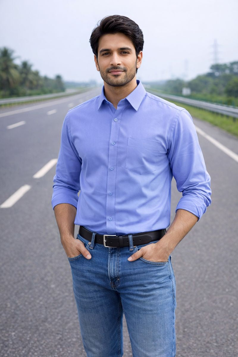 Men’s Purple Full Sleeve Solid Casual Shirt