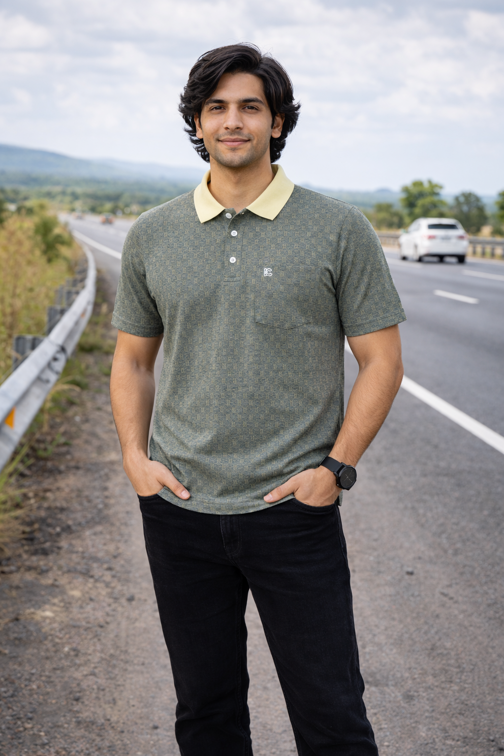 Men’s Yellow Striped Polo T-Shirt – Half Sleeve Cotton Casual Wear