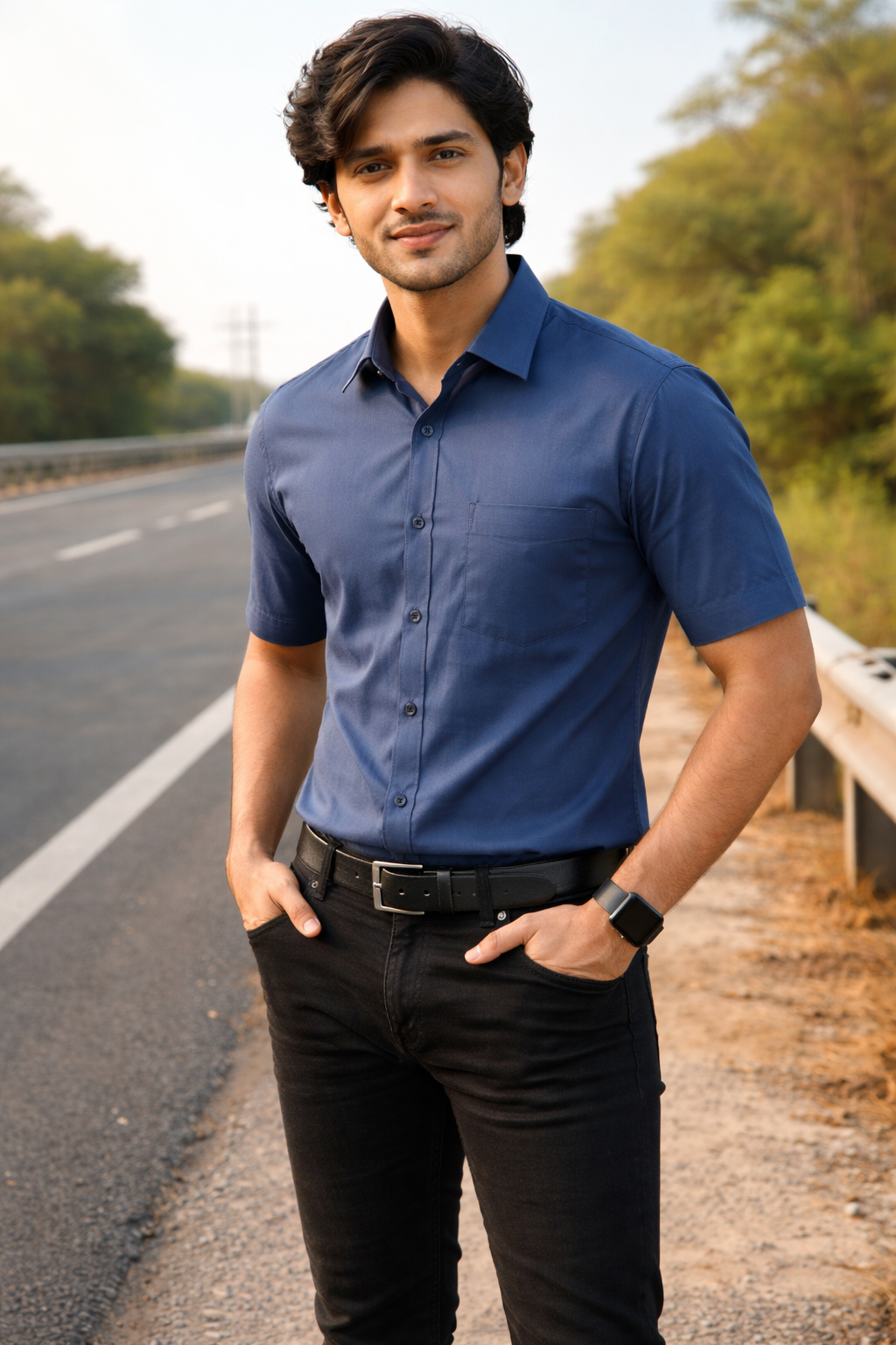 Men’s Dark Gray Full Sleeve Solid Casual Shirt