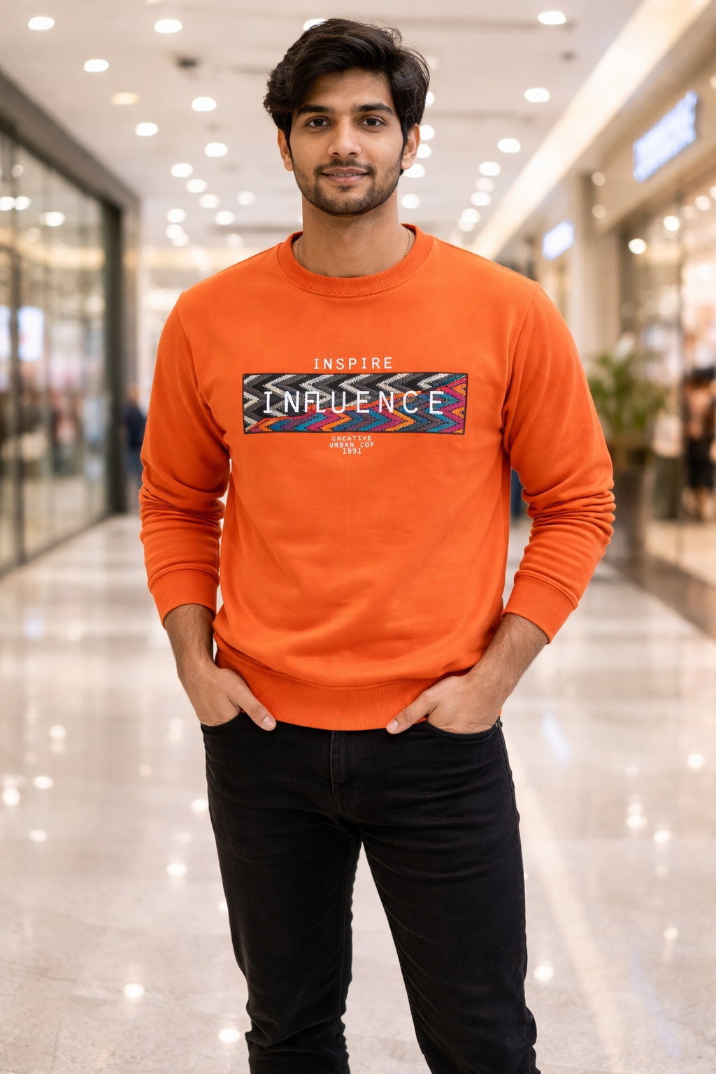 Men’s Orange Full Sleeve T-Shirt | Premium Cotton Casual Wear
