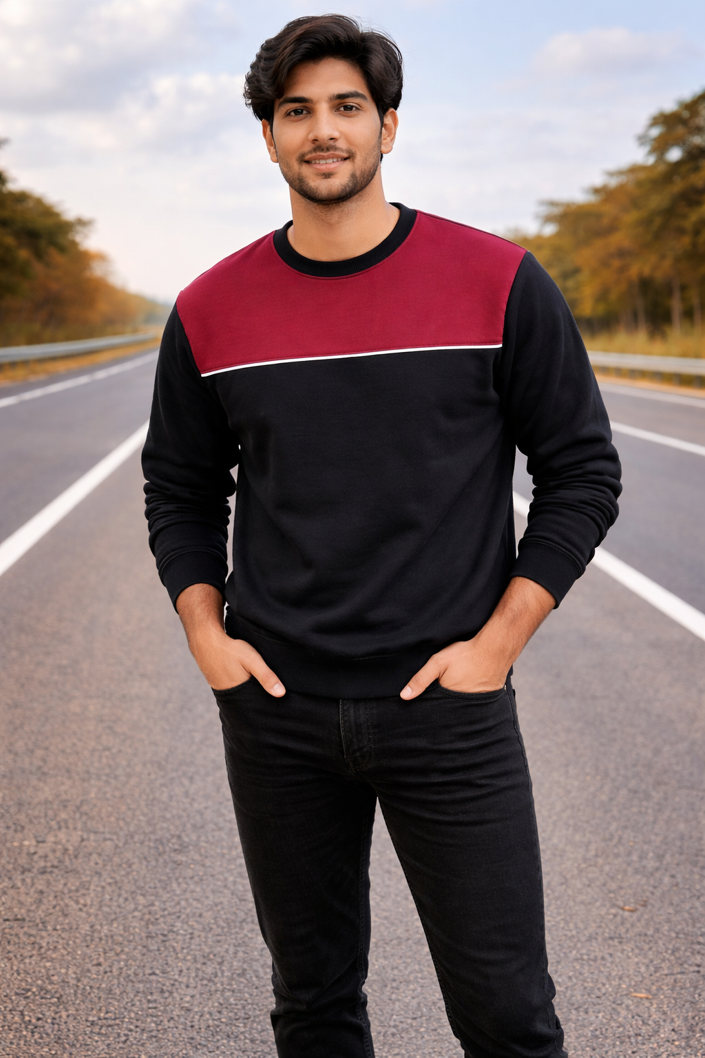 Men’s Maroon Full Sleeve T-Shirt | Premium Cotton Casual Wear