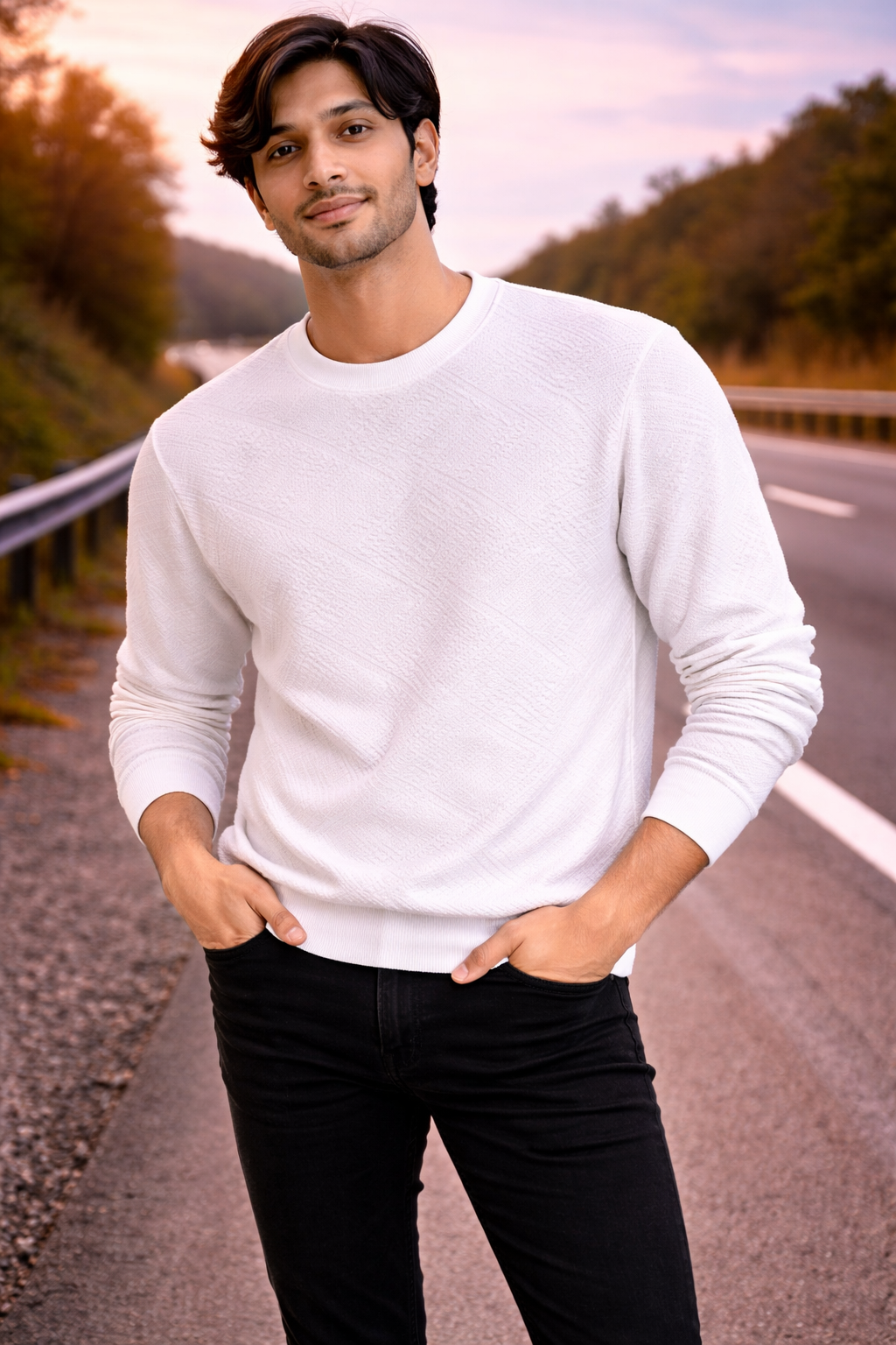 Men’s White Full Sleeve T-Shirt | Premium Cotton Casual Wear
