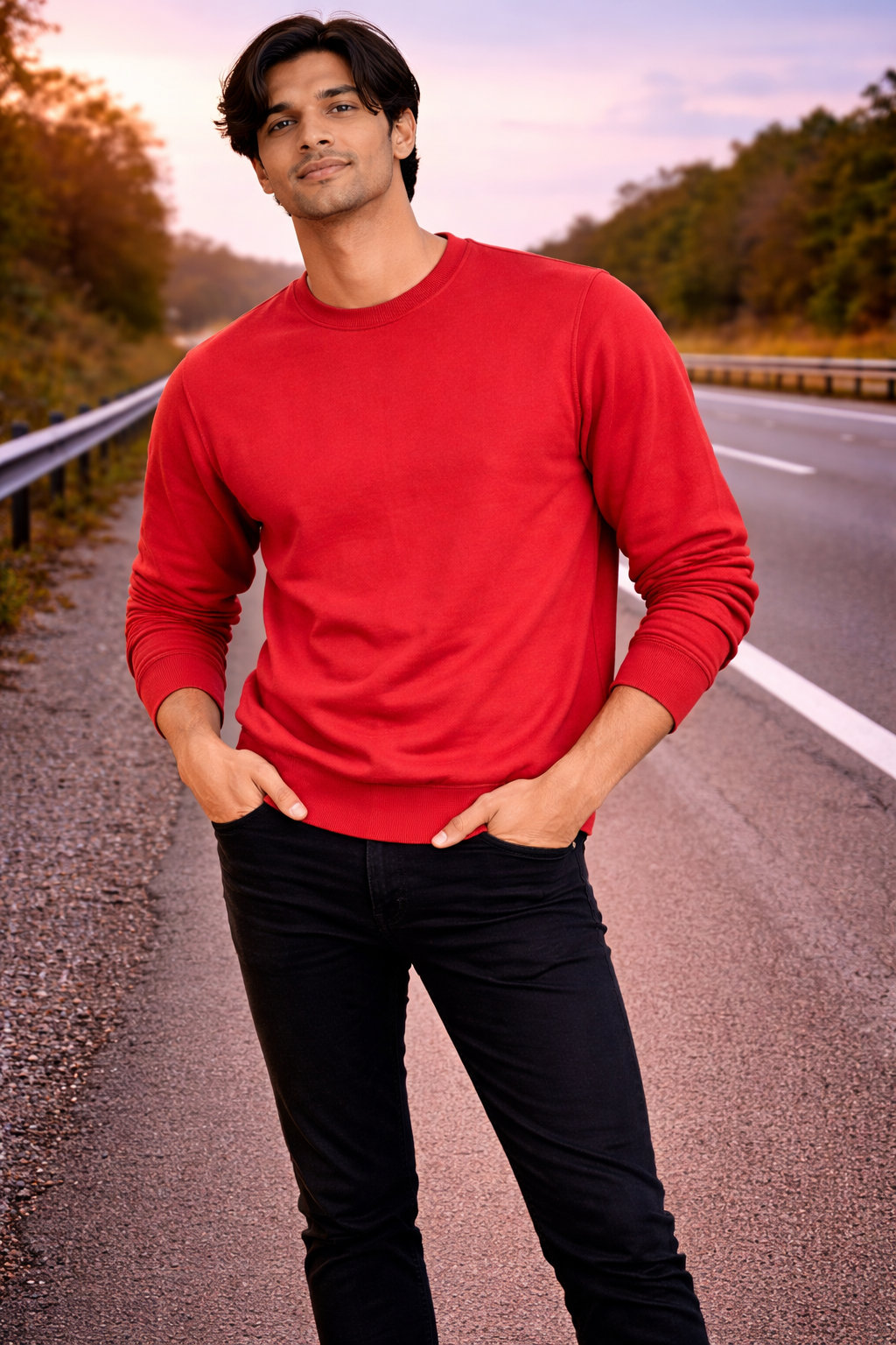Men’s Red Full Sleeve T-Shirt | Premium Cotton Casual Wear