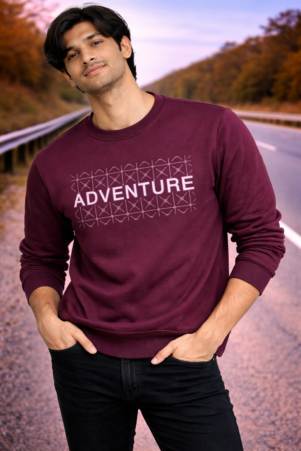 Men’s Dark Pink Full Sleeve T-Shirt | Premium Cotton Casual Wear