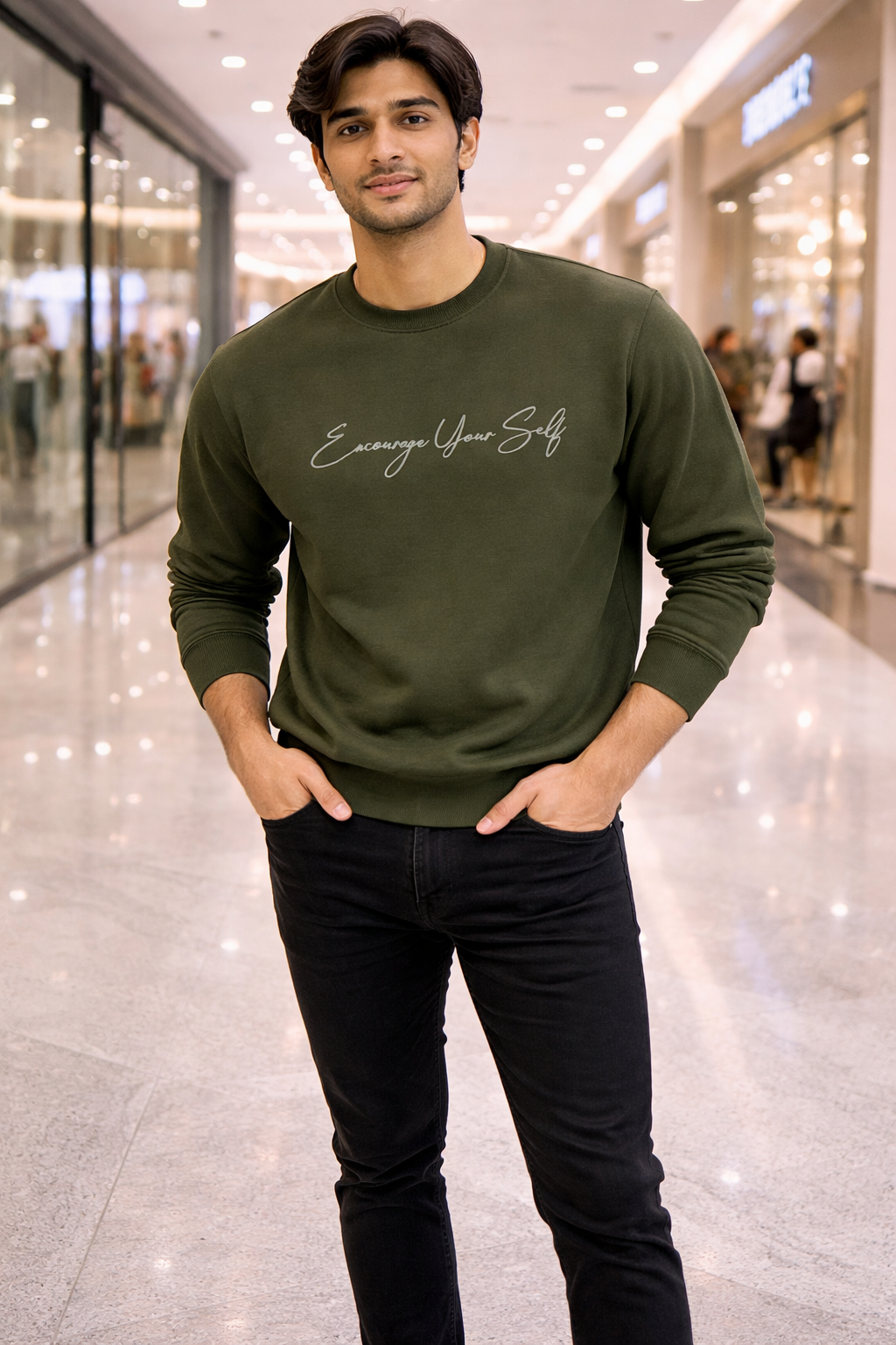Men’s Dark Green Full Sleeve T-Shirt | Premium Cotton Casual Wear