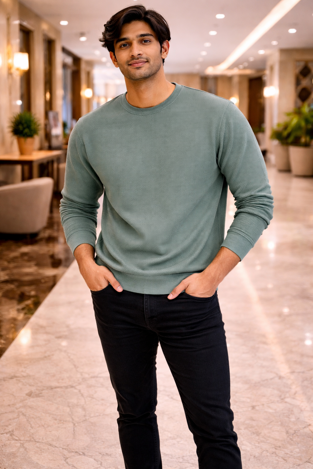 Men’s Green Full Sleeve T-Shirt | Premium Cotton Casual Wear