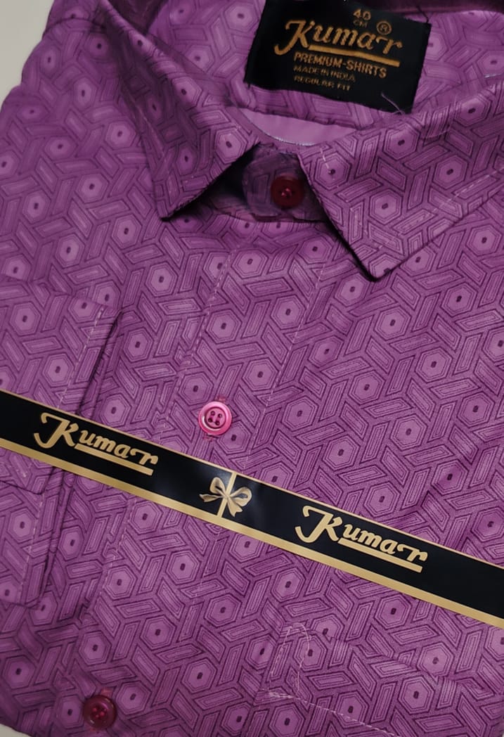 Men Purple Printed Full Sleeve Shirt