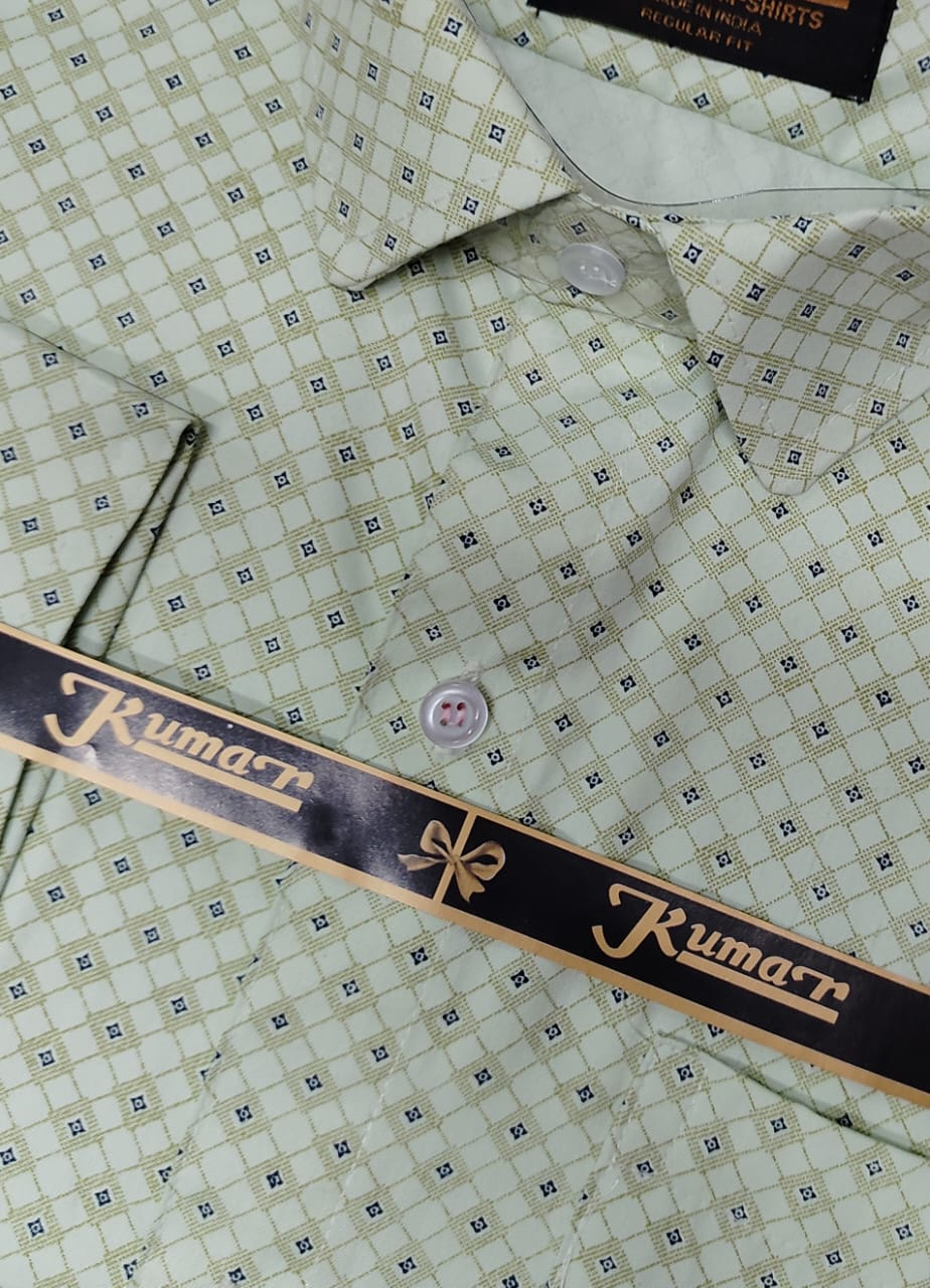 Men Light Green Printed Full Sleeve Shirt