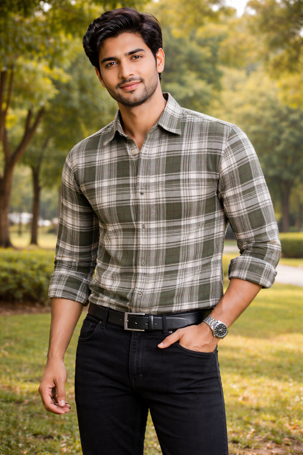 Men’s Premium Cotton Casual Check Shirt